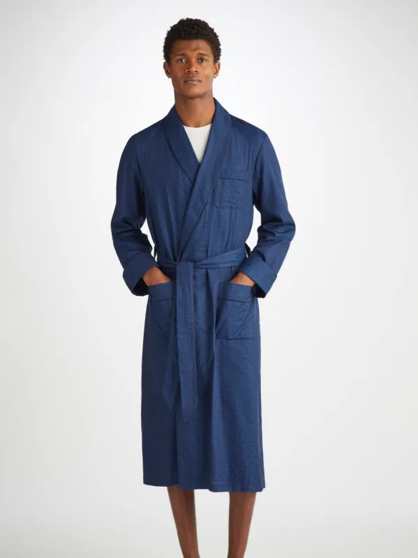 Men's Robe Paris 27 Cotton Jacquard Navy sold by Derek Rose