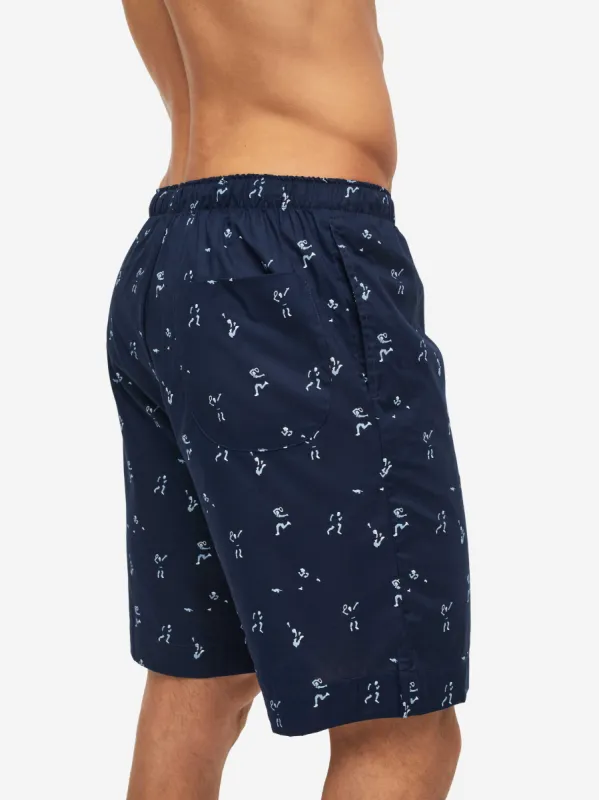 Men's Lounge Shorts Nelson 91 Cotton Batiste Navy sold by Derek Rose