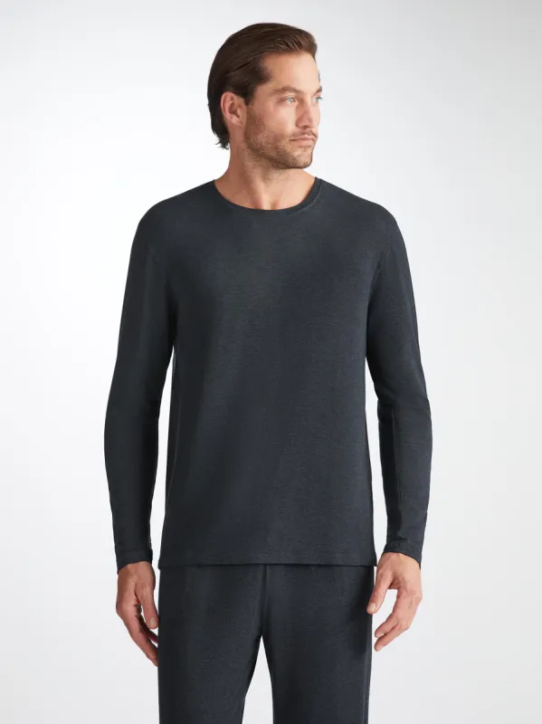 Men's Long Sleeve T-Shirt Marlowe Micro Modal Stretch Anthracite sold by Derek Rose