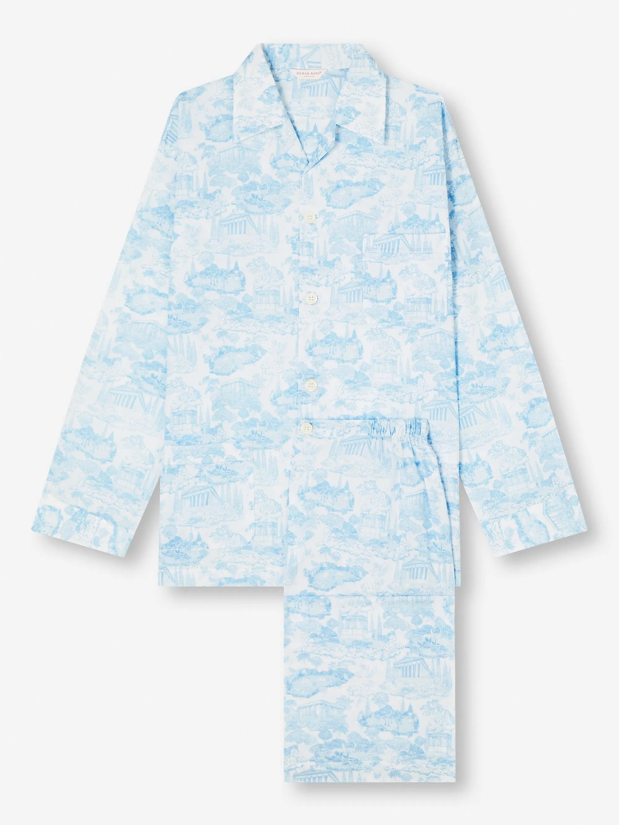 Men's Classic Fit Pajamas Ledbury 77 Cotton Batiste White sold by Derek Rose product image thumbnail 2