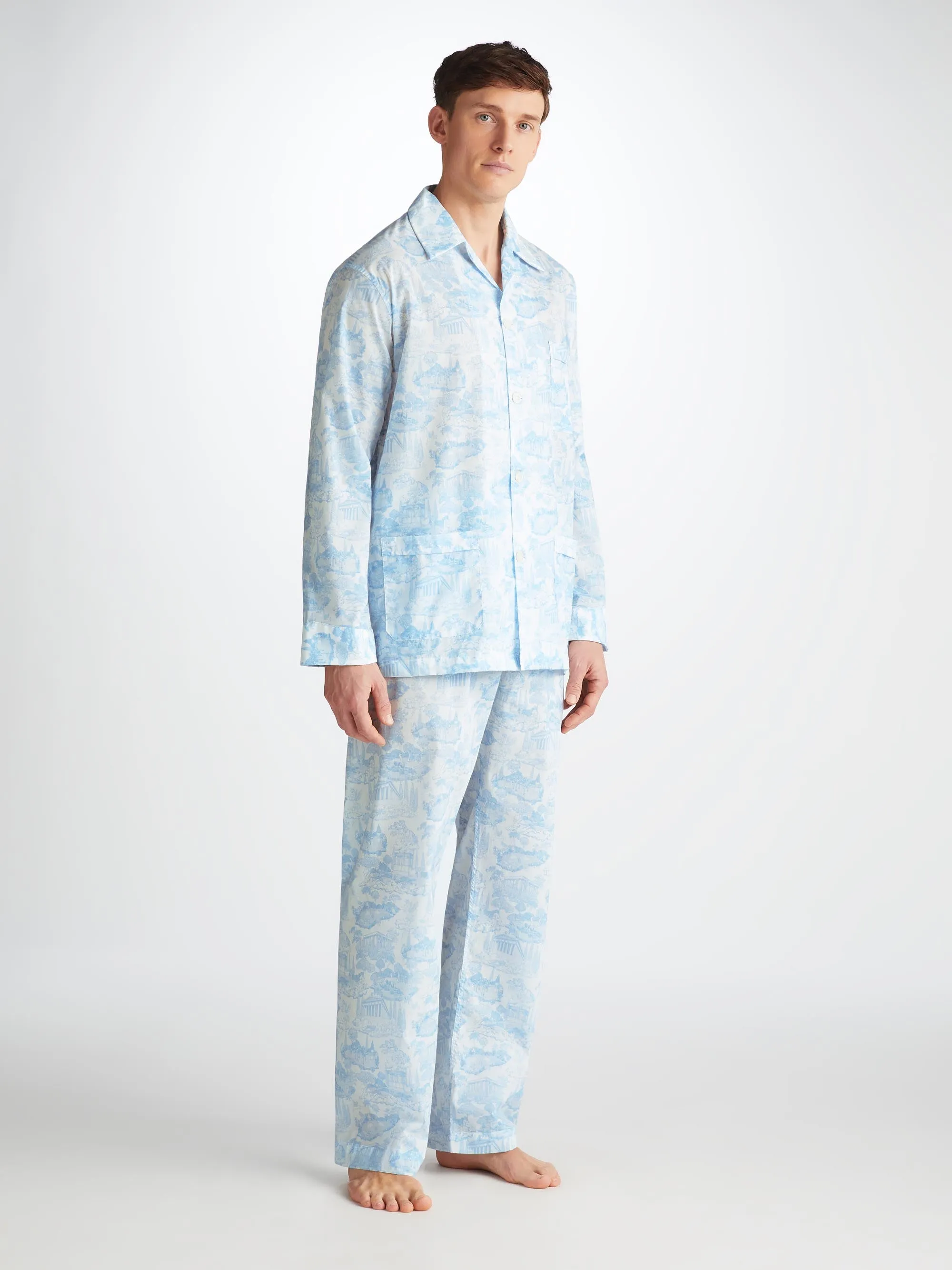 Men's Classic Fit Pajamas Ledbury 77 Cotton Batiste White sold by Derek Rose product image thumbnail 3