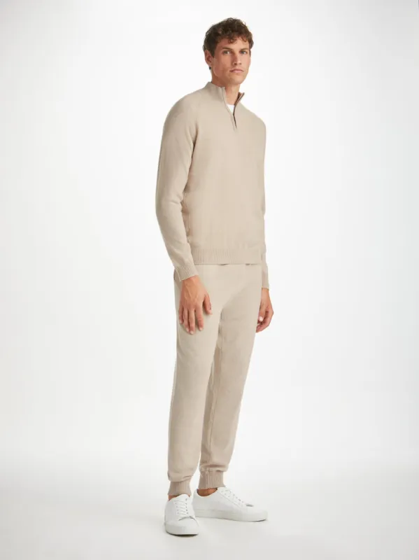 Men's Finley Half-Zip Cashmere Oat Set sold by Derek Rose