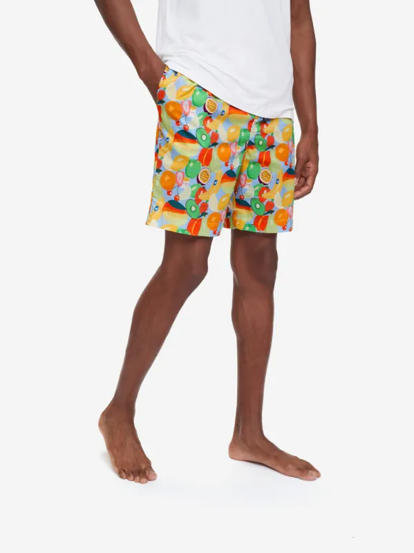 Men's Lounge Shorts Ledbury 49 Cotton Batiste Multi sold by Derek Rose