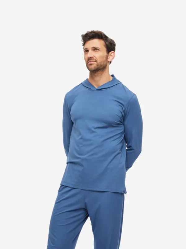 Men's Pullover Hoodie Basel Micro Modal Stretch Storm Blue sold by Derek Rose