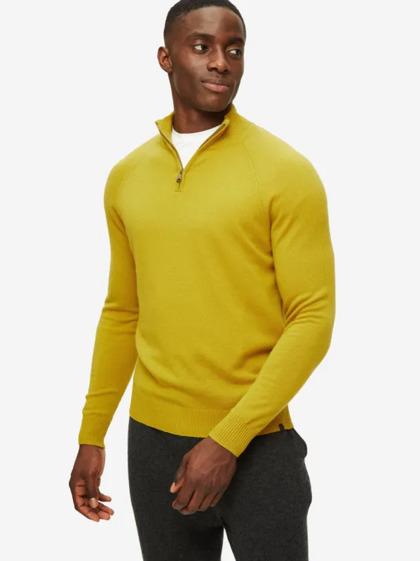 Men's Half-Zip Sweater Finley Cashmere Gold sold by Derek Rose