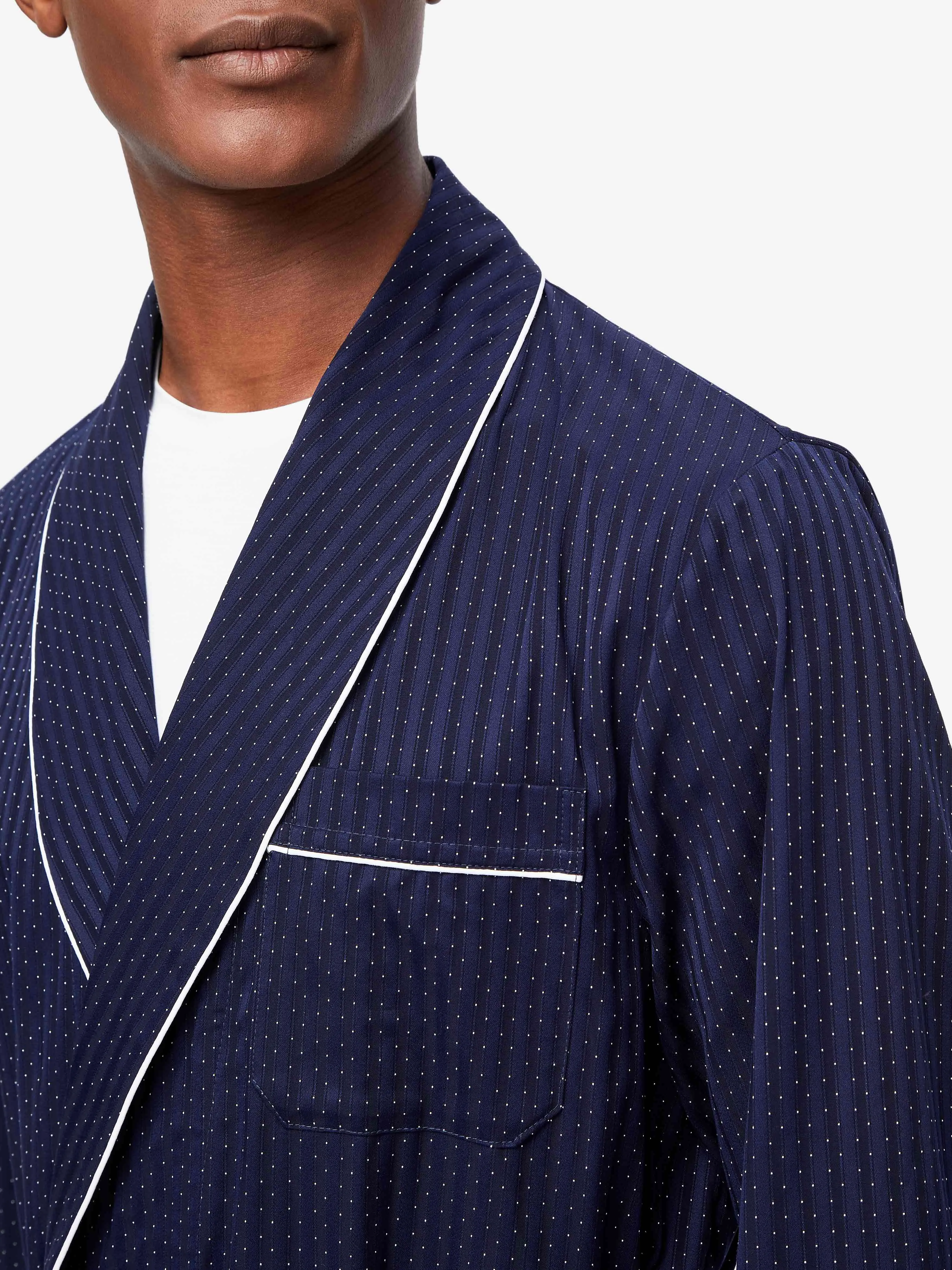 Men's Robe Royal 40 Cotton Navy sold by Derek Rose product image thumbnail 5