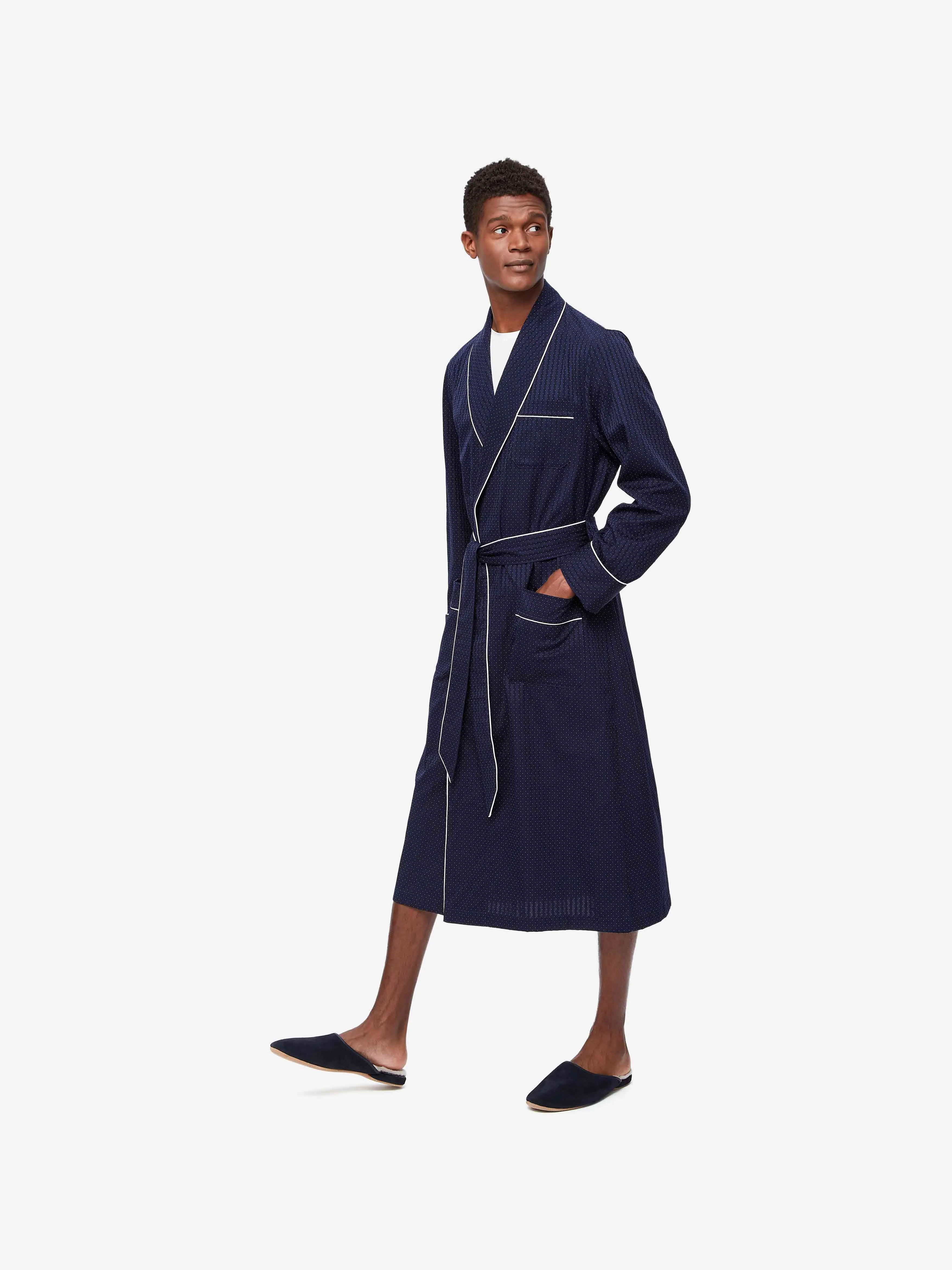 Men's Robe Royal 40 Cotton Navy sold by Derek Rose product image thumbnail 3