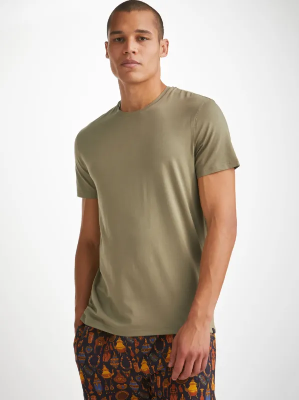Men's T-Shirt Basel Micro Modal Stretch Khaki sold by Derek Rose