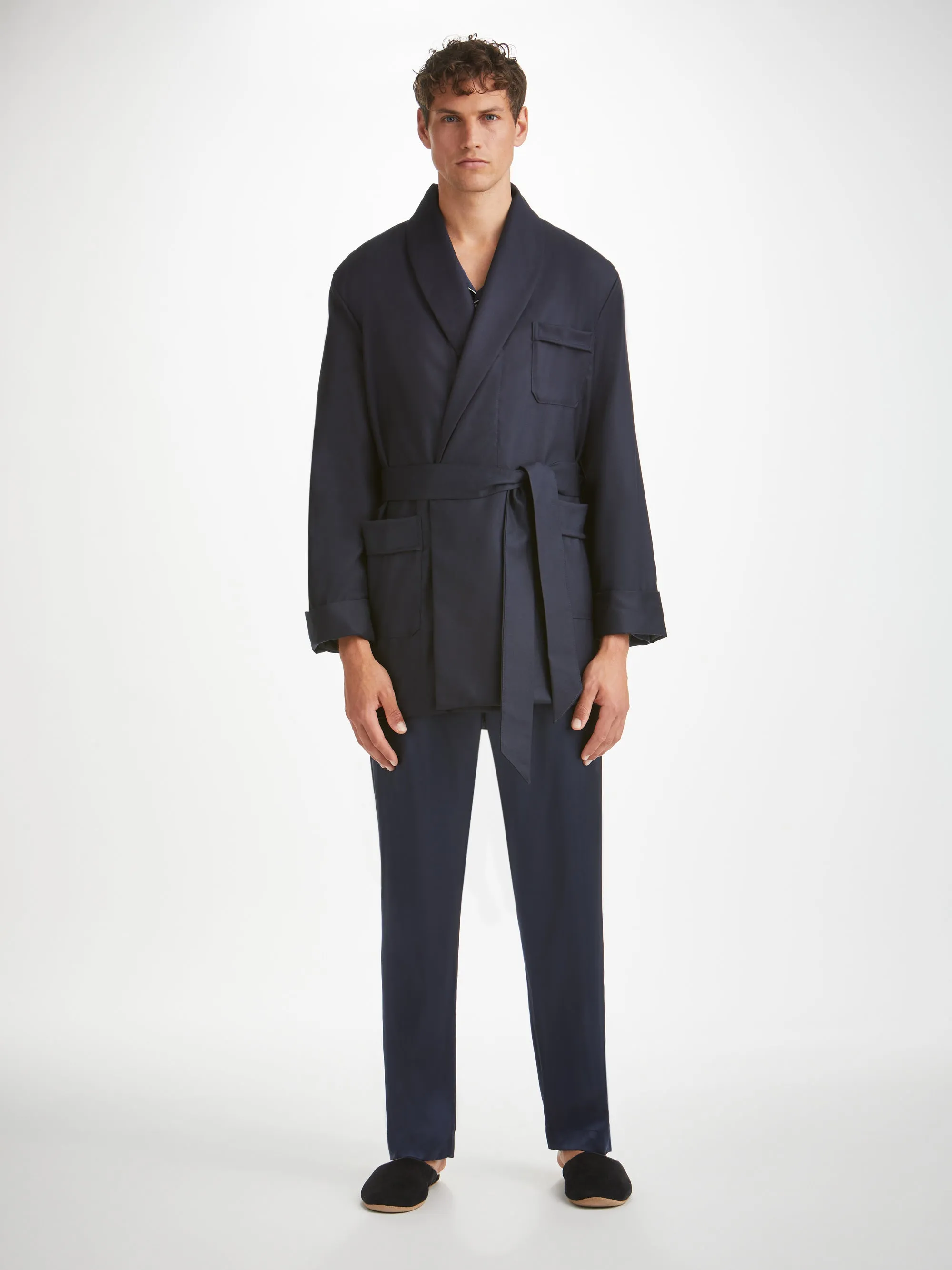 Men's Smoking Jacket Westminster 2 Wool Navy sold by Derek Rose product image thumbnail 3