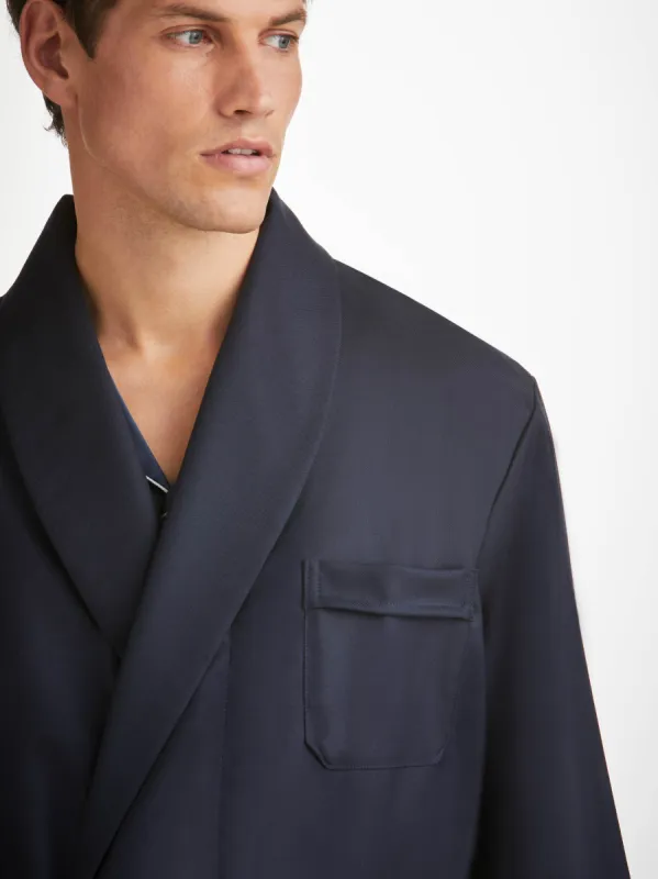 Men's Smoking Jacket Westminster 2 Wool Navy made by Derek Rose