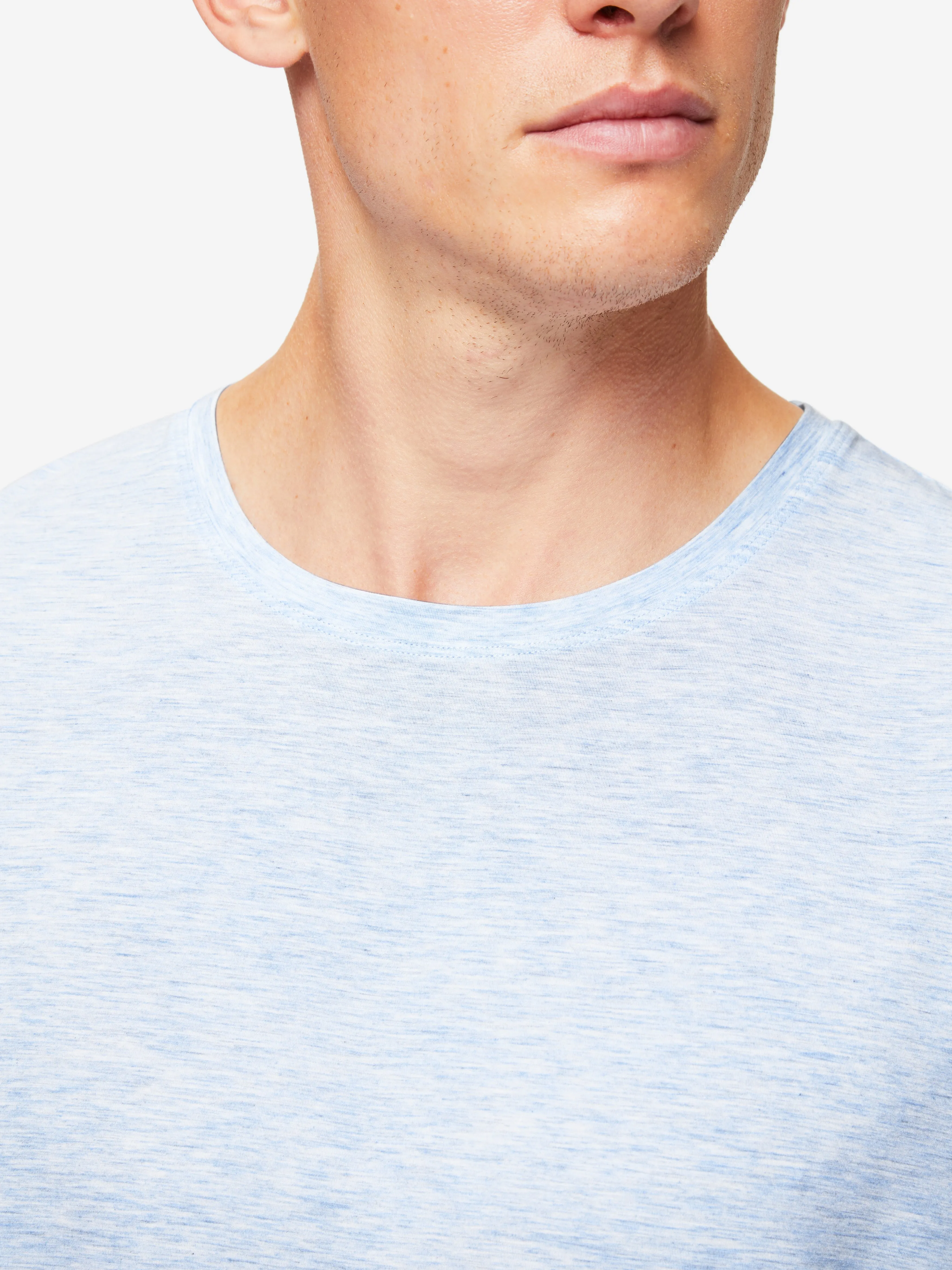 Ethan Micro Modal T-Shirt Light Blue Marl sold by Derek Rose