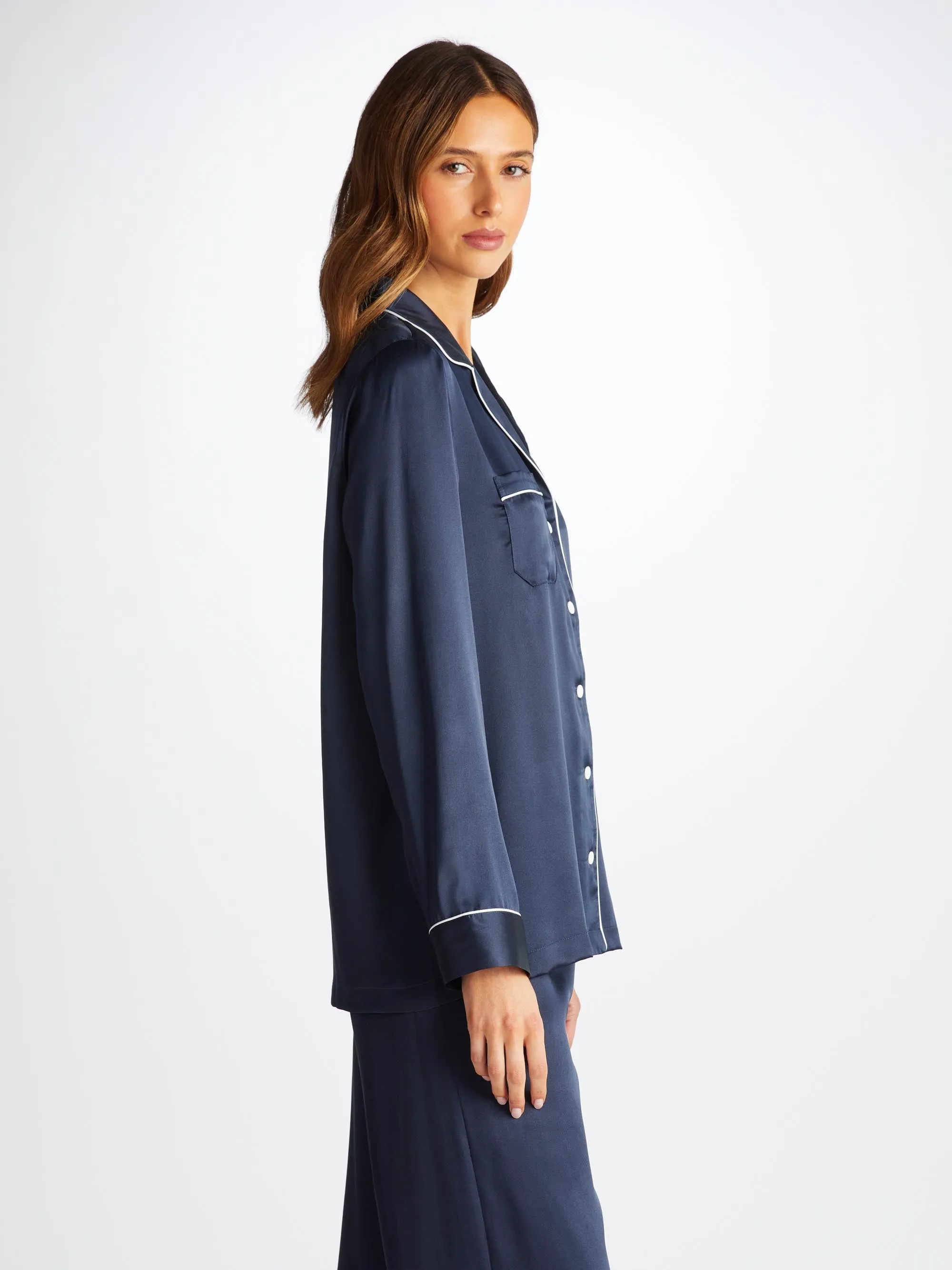 Women's Pajamas Bailey Silk Satin Navy sold by Derek Rose product image thumbnail 5