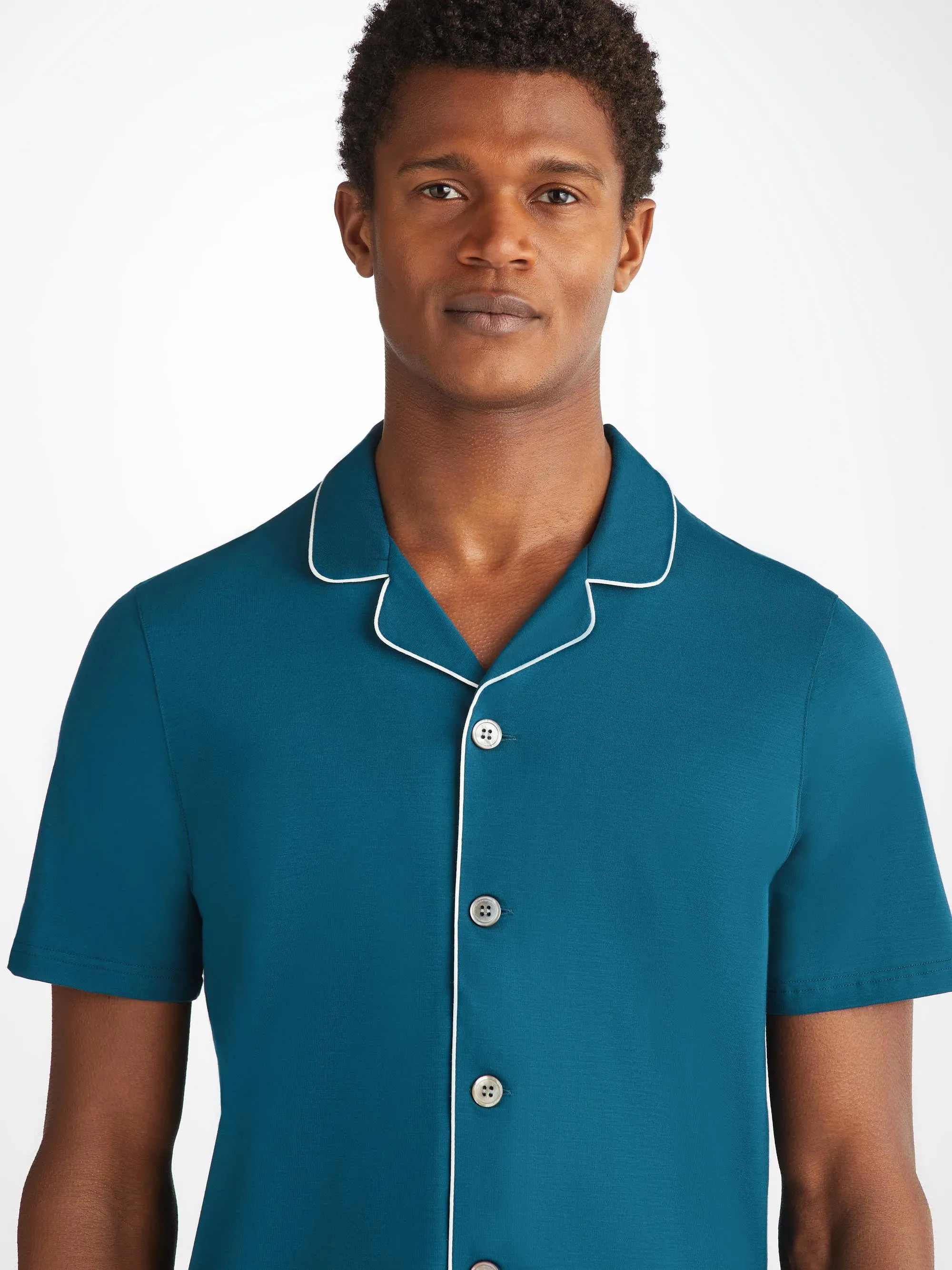 Men's Short Pajamas Basel Micro Modal Stretch Poseidon Blue sold by Derek Rose product image thumbnail 5