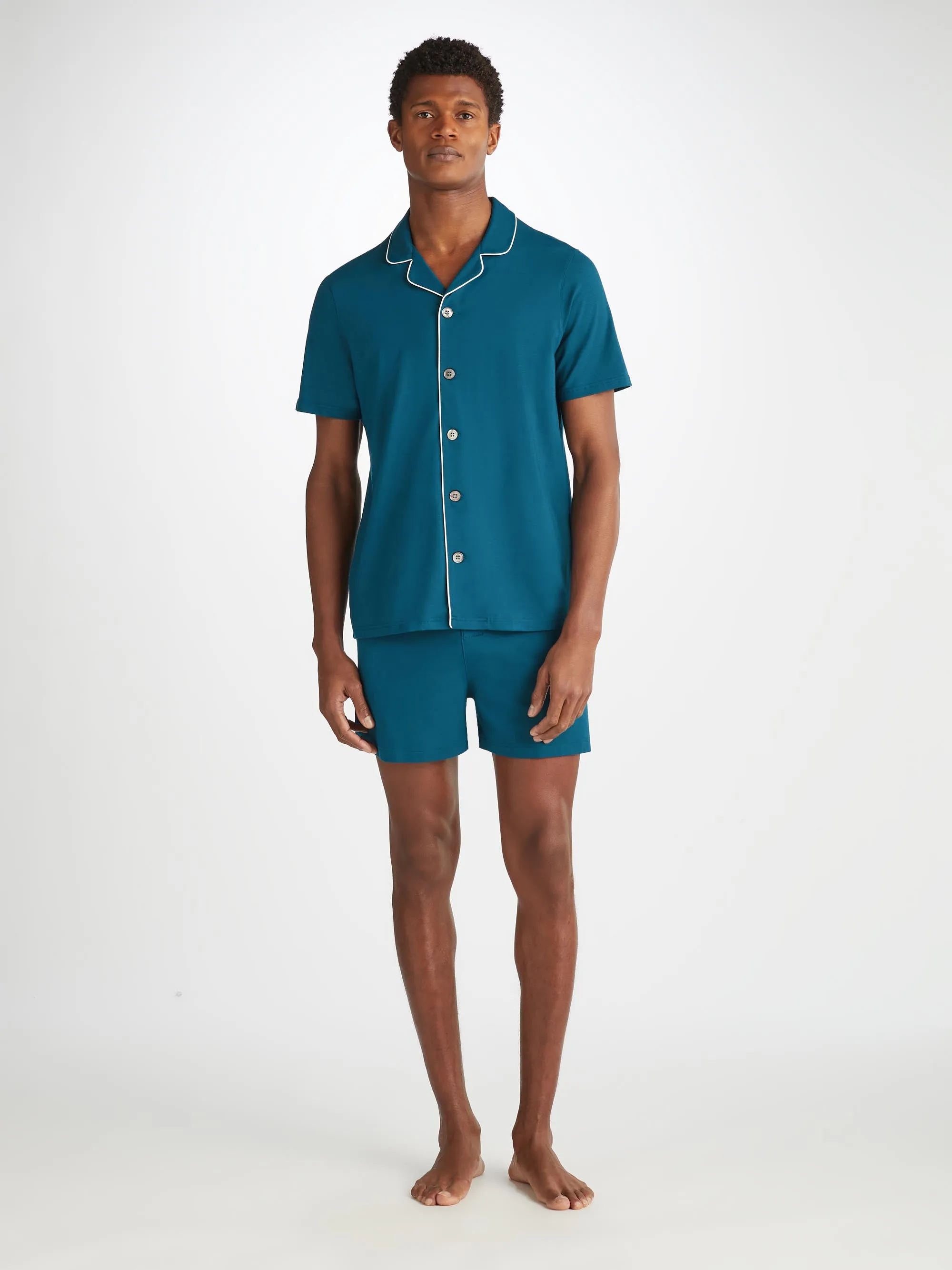 Men's Short Pajamas Basel Micro Modal Stretch Poseidon Blue sold by Derek Rose product image thumbnail 3