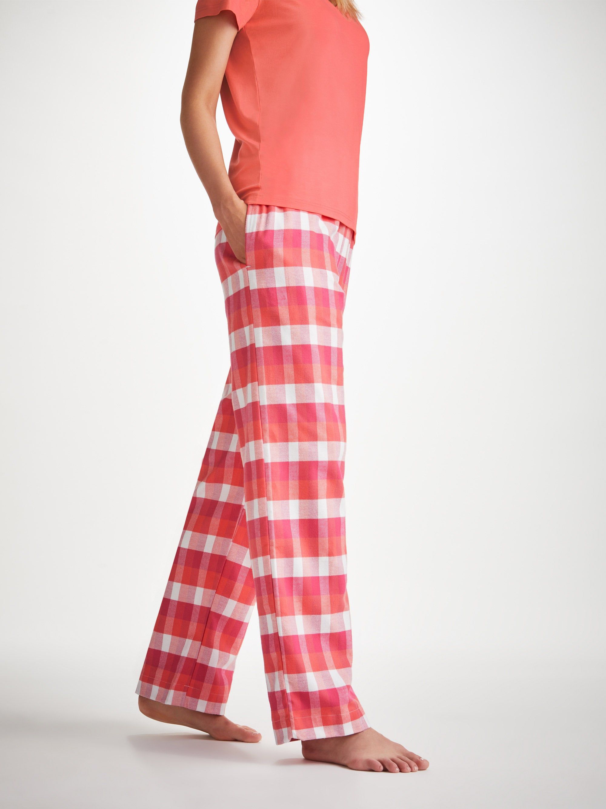 Women's Lounge Trousers Kelburn 39 Brushed Cotton Pink sold by Derek Rose product image thumbnail 3