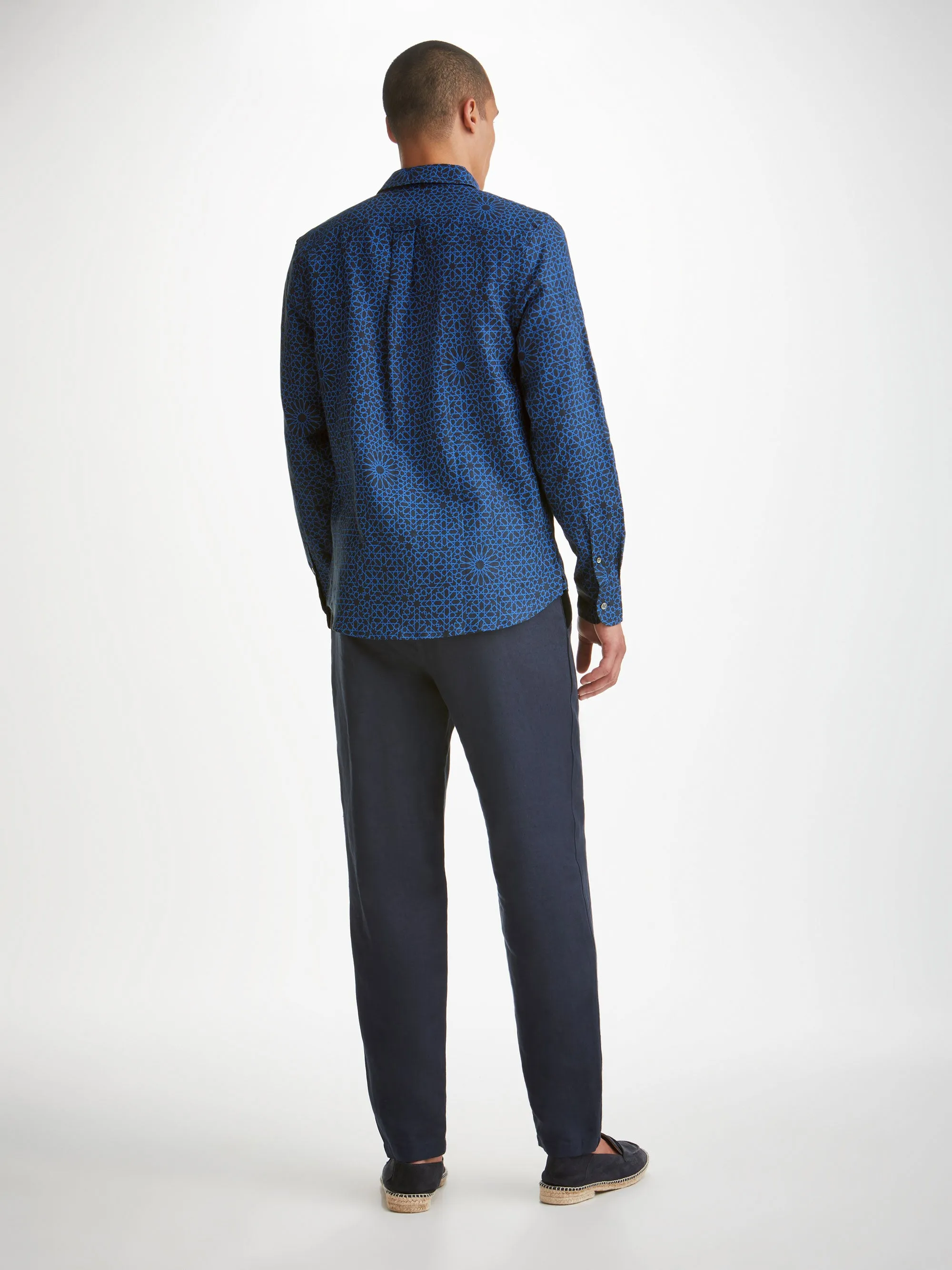 Men's Shirt Milan 23 Linen Navy sold by Derek Rose product image thumbnail 4