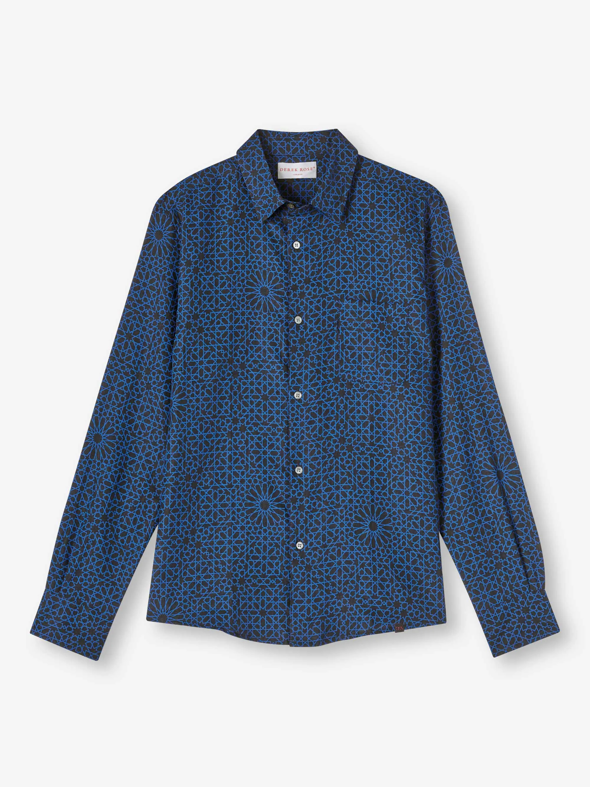 Men's Shirt Milan 23 Linen Navy sold by Derek Rose product image thumbnail 2
