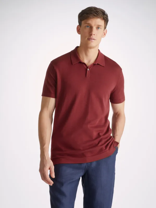 Men's Polo Shirt Jacob Sea Island Cotton Burgundy sold by Derek Rose