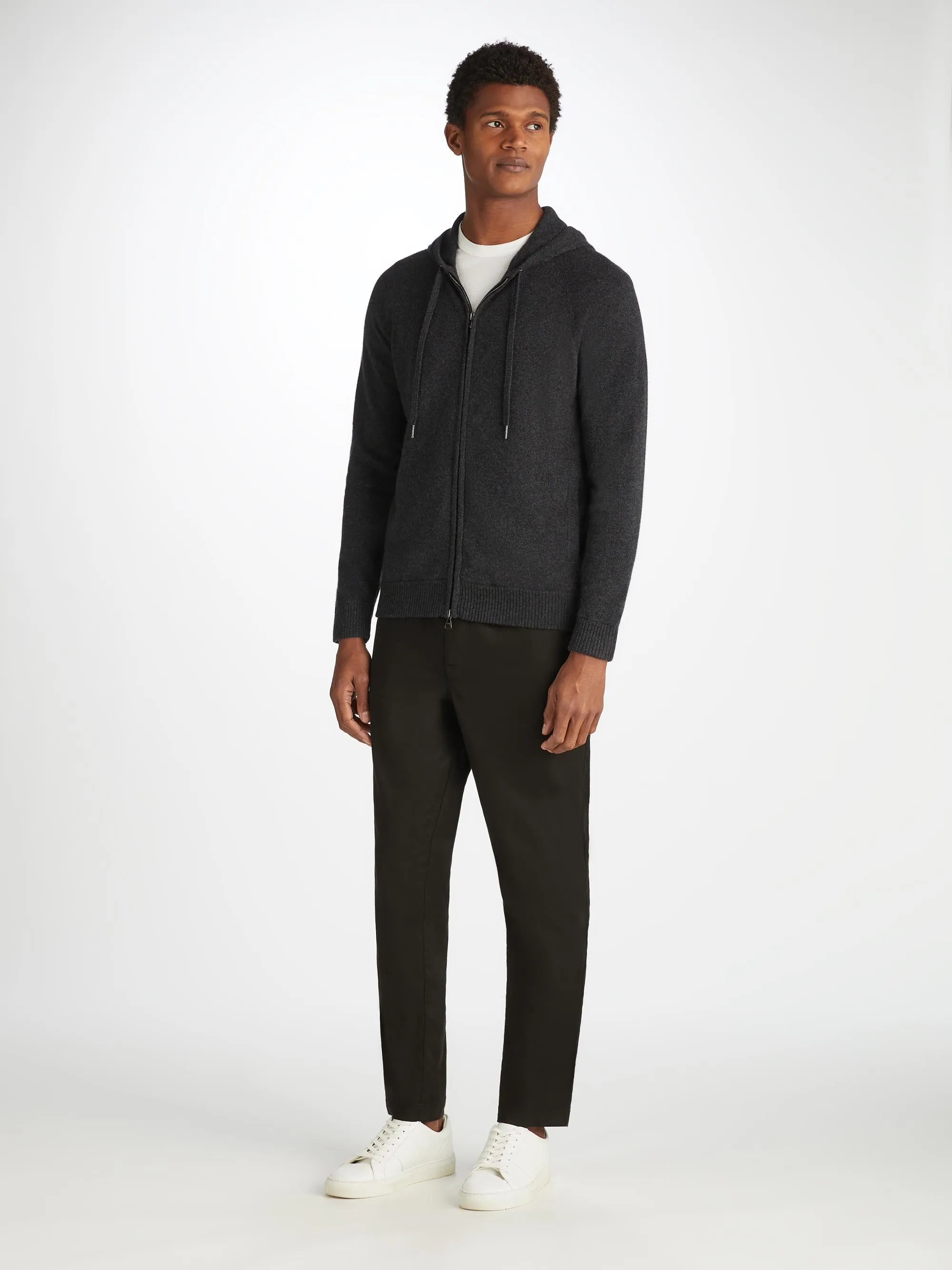 Men's Finley Cashmere Hoodie and Track Pants Charcoal Set sold by Derek Rose