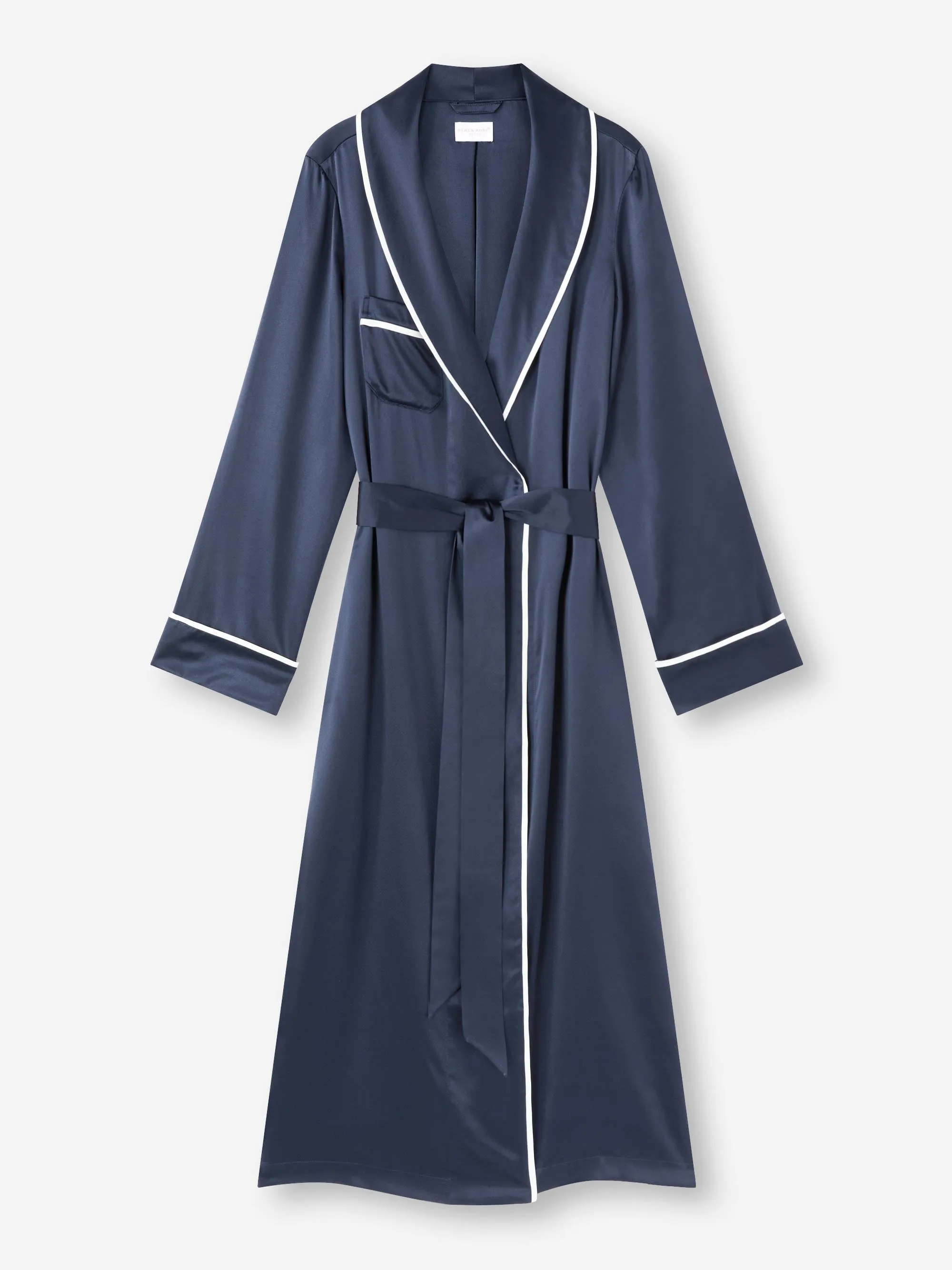 Women's Long Robe Bailey Silk Satin Navy sold by Derek Rose product image thumbnail 2