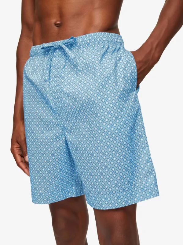Men's Lounge Shorts Ledbury 56 Cotton Batiste Blue sold by Derek Rose