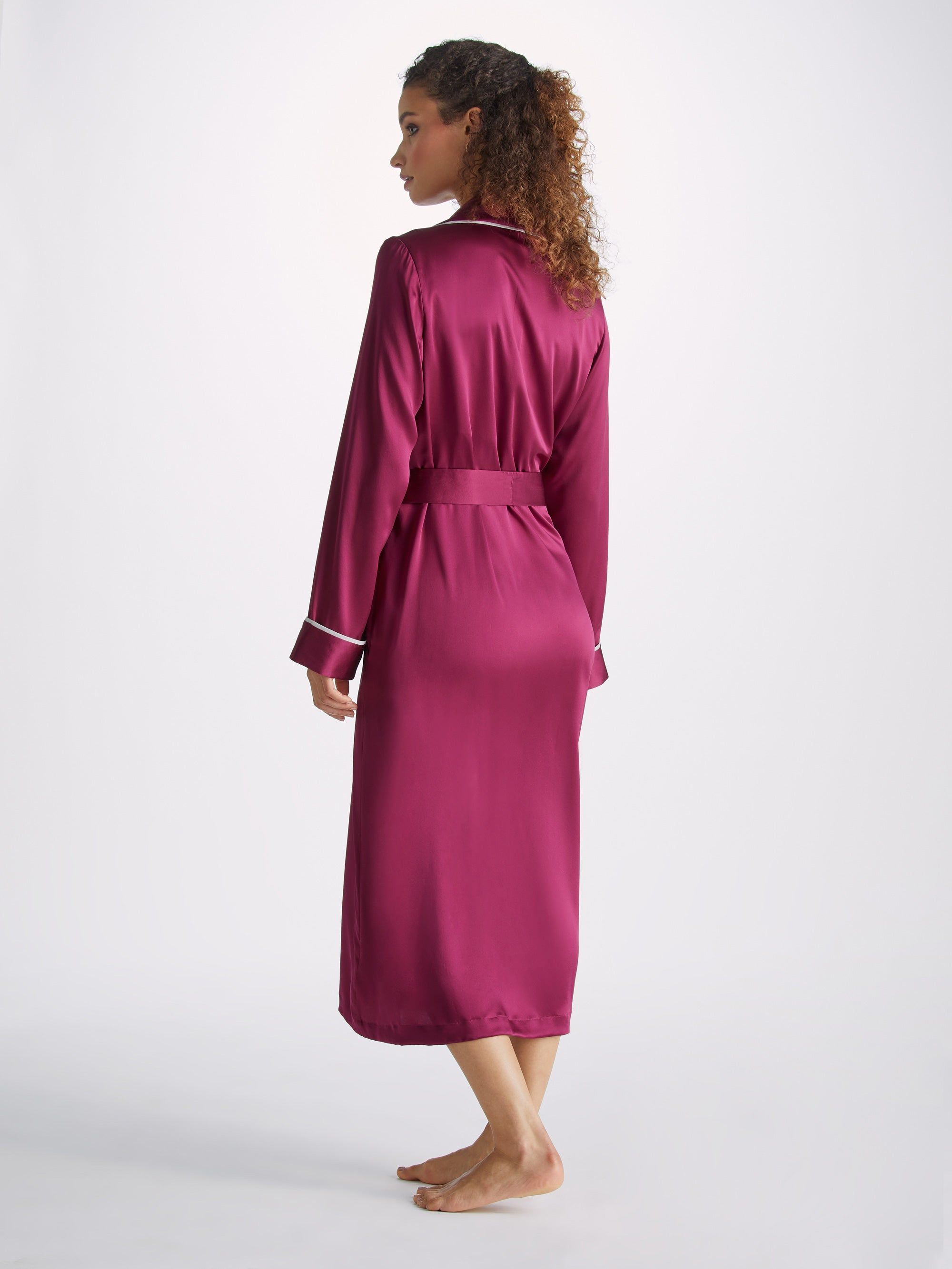 Women's Long Dressing Gown Bailey 2 Silk Satin Berry sold by Derek Rose product image thumbnail 4