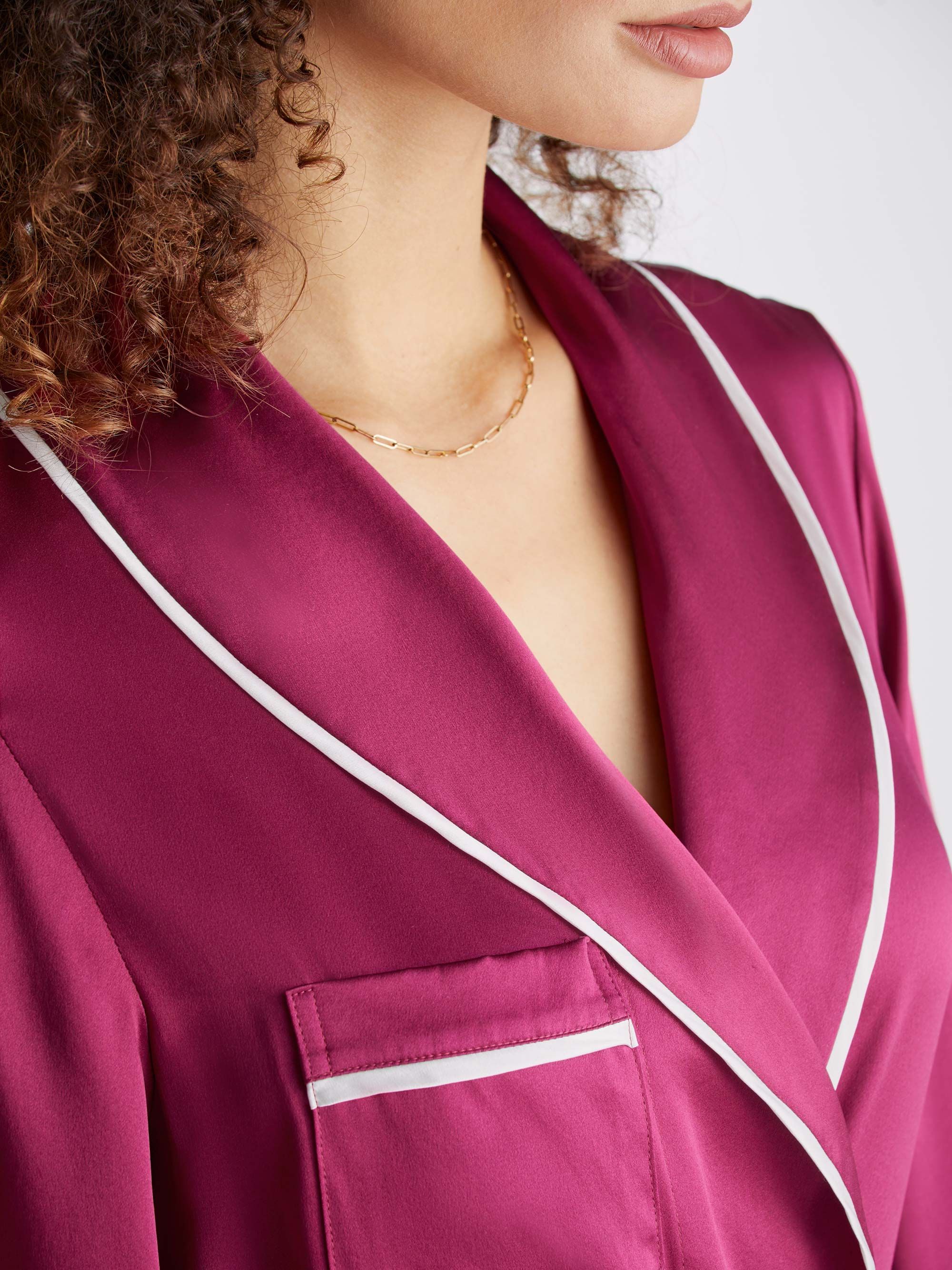 Women's Long Dressing Gown Bailey 2 Silk Satin Berry sold by Derek Rose product image thumbnail 5