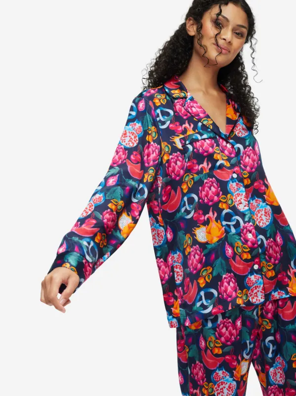 Women's Pyjamas Brindisi 78 Silk Satin Navy sold by Derek Rose