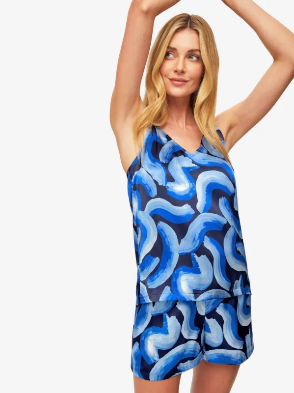 Women's Short Cami Pyjamas Brindisi 82 Silk Satin Multi sold by Derek Rose
