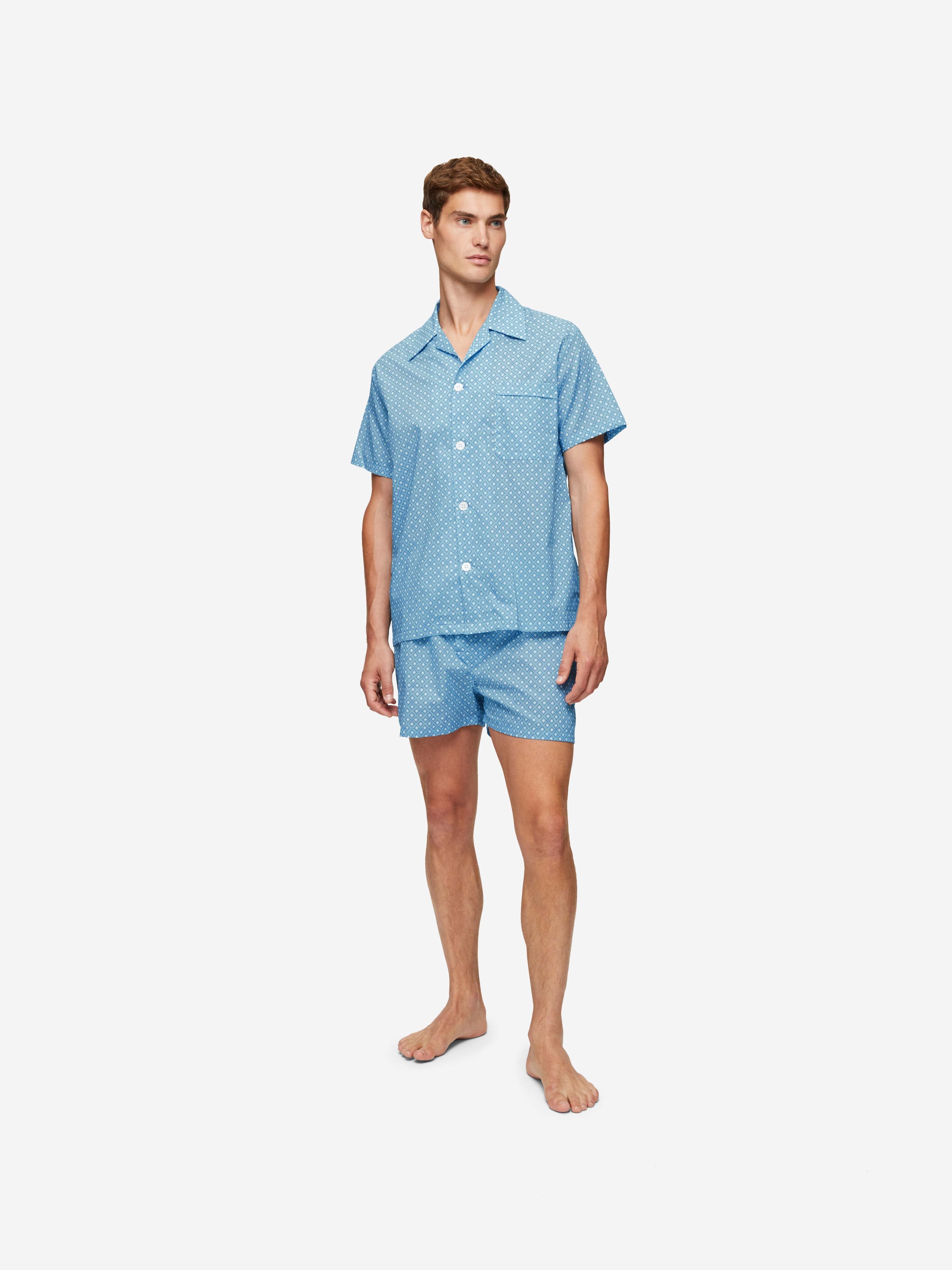 Men's Short Pyjamas Ledbury 56 Cotton Batiste Blue sold by Derek Rose product image thumbnail 3