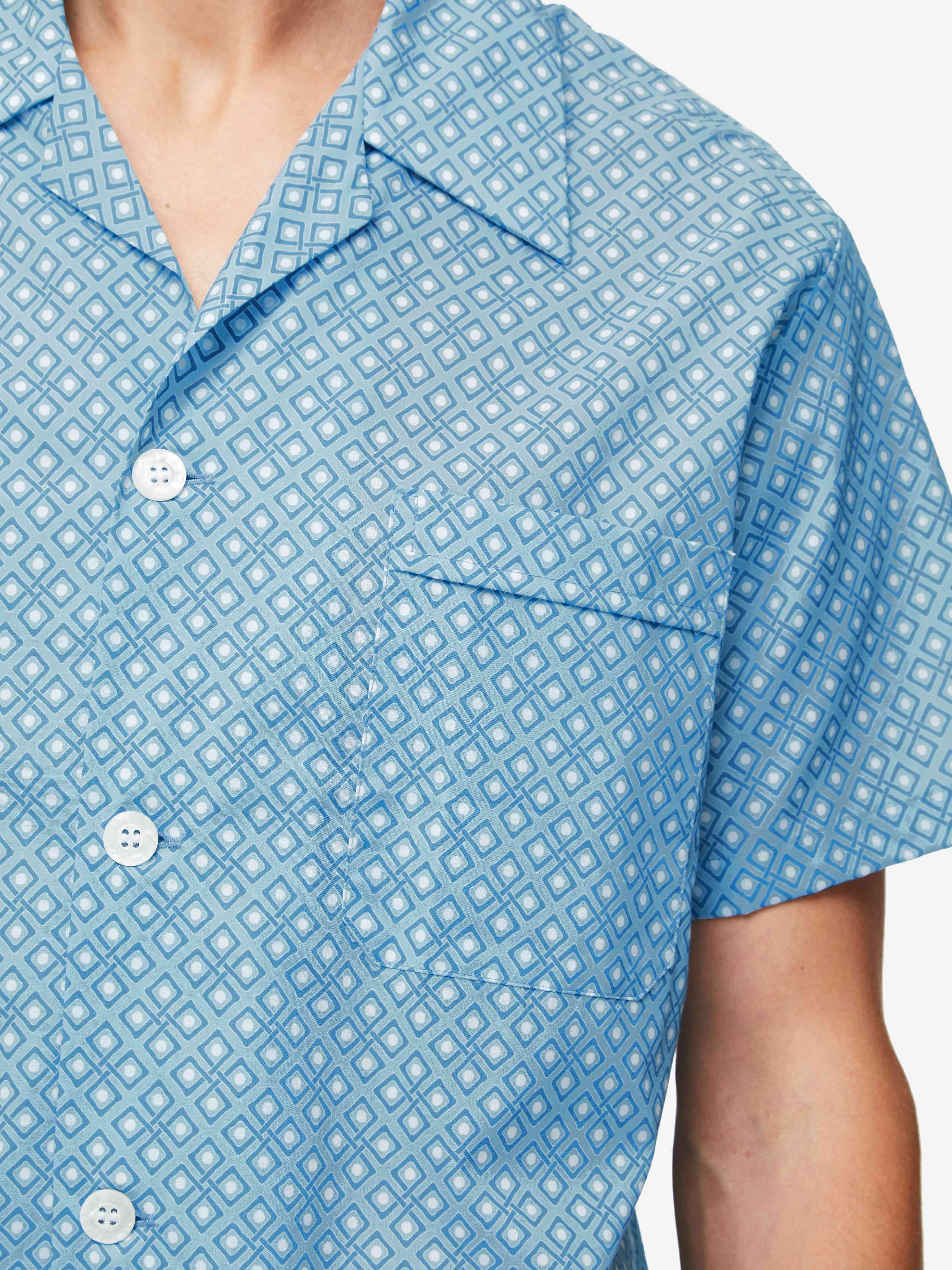 Men's Short Pyjamas Ledbury 56 Cotton Batiste Blue sold by Derek Rose product image thumbnail 5