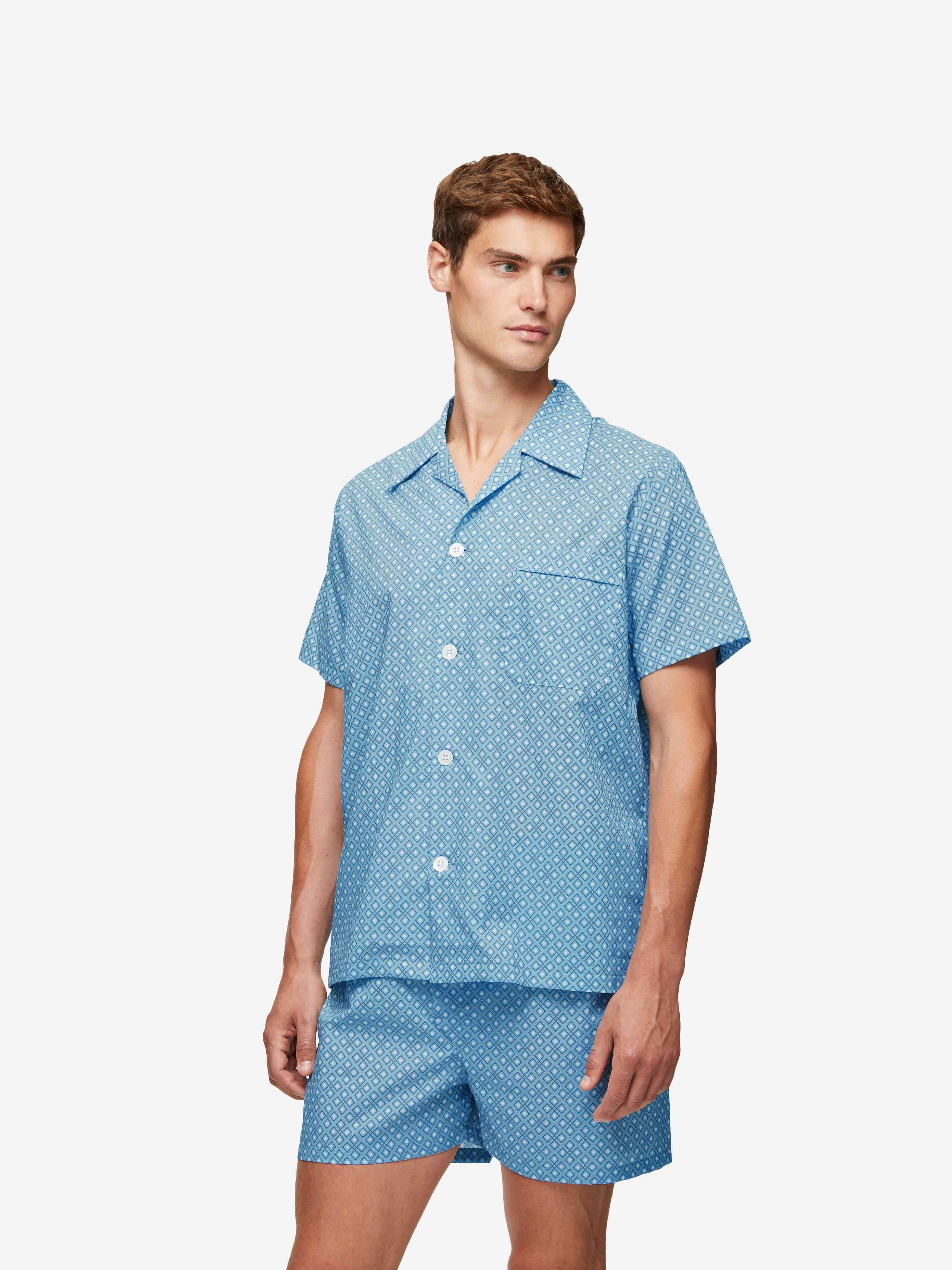 Men's Short Pyjamas Ledbury 56 Cotton Batiste Blue sold by Derek Rose