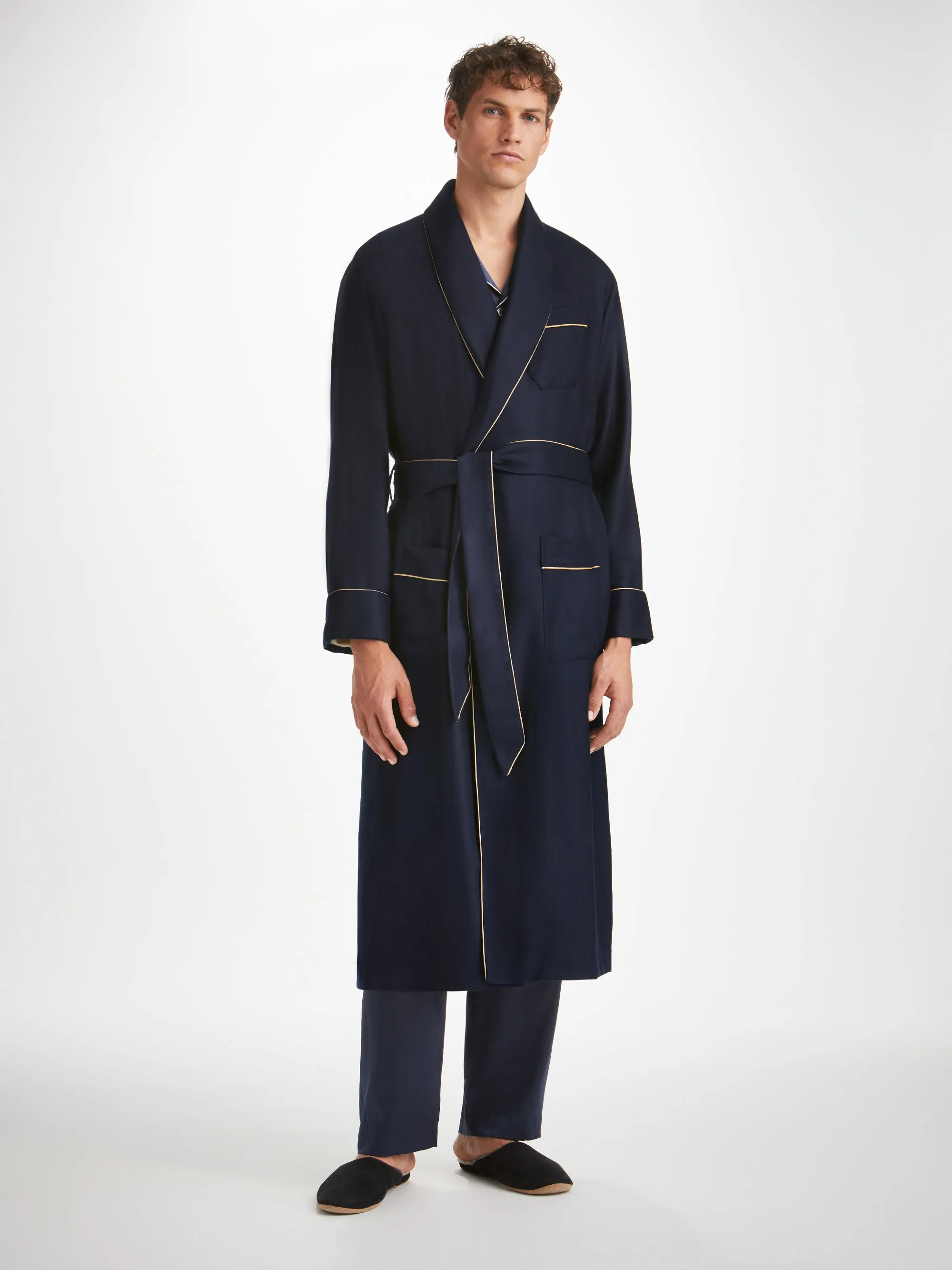 Men's Robe Duke Cashmere Navy sold by Derek Rose