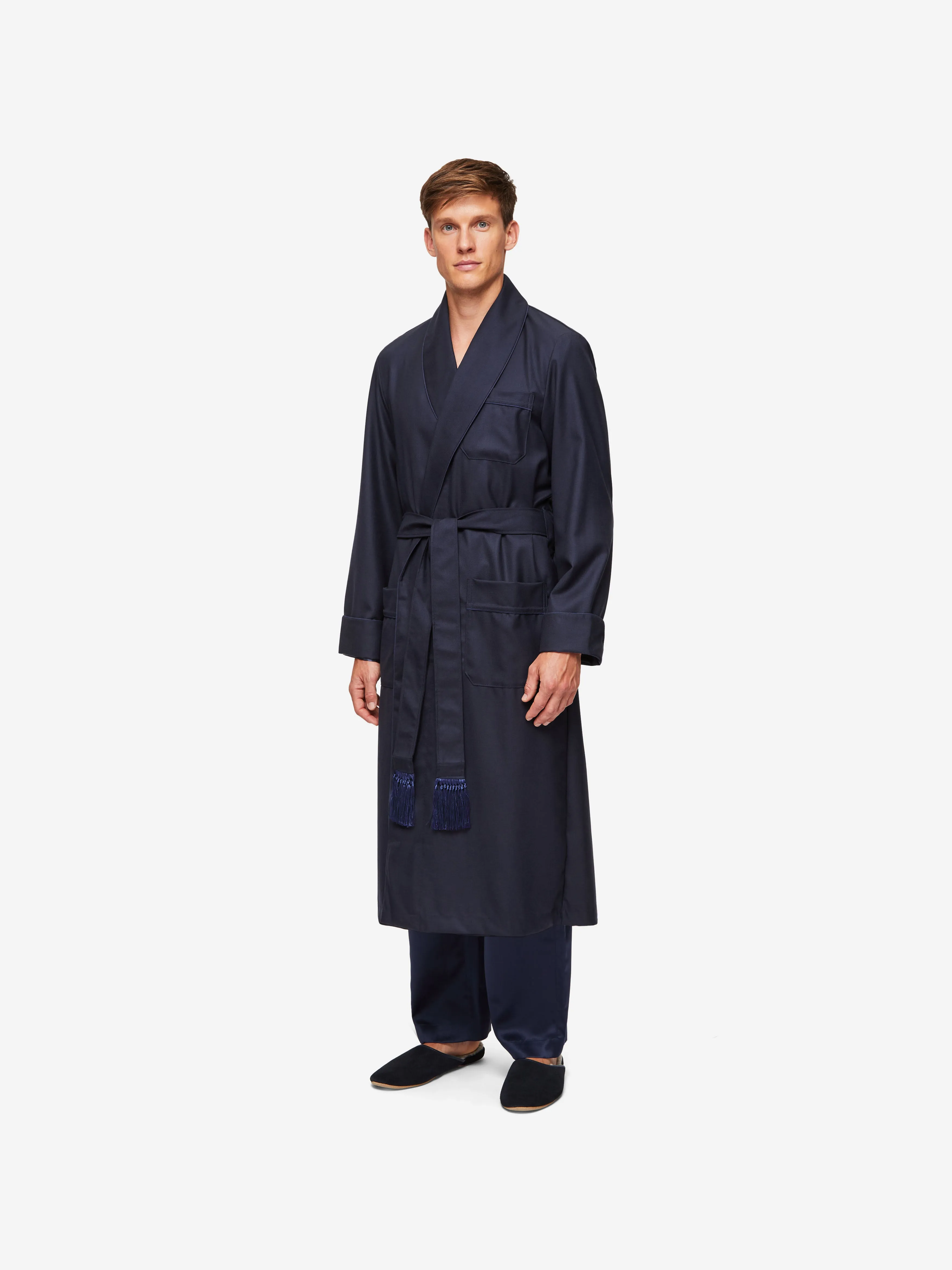 Men's Robe Westminster 2 Wool Navy sold by Derek Rose product image thumbnail 3