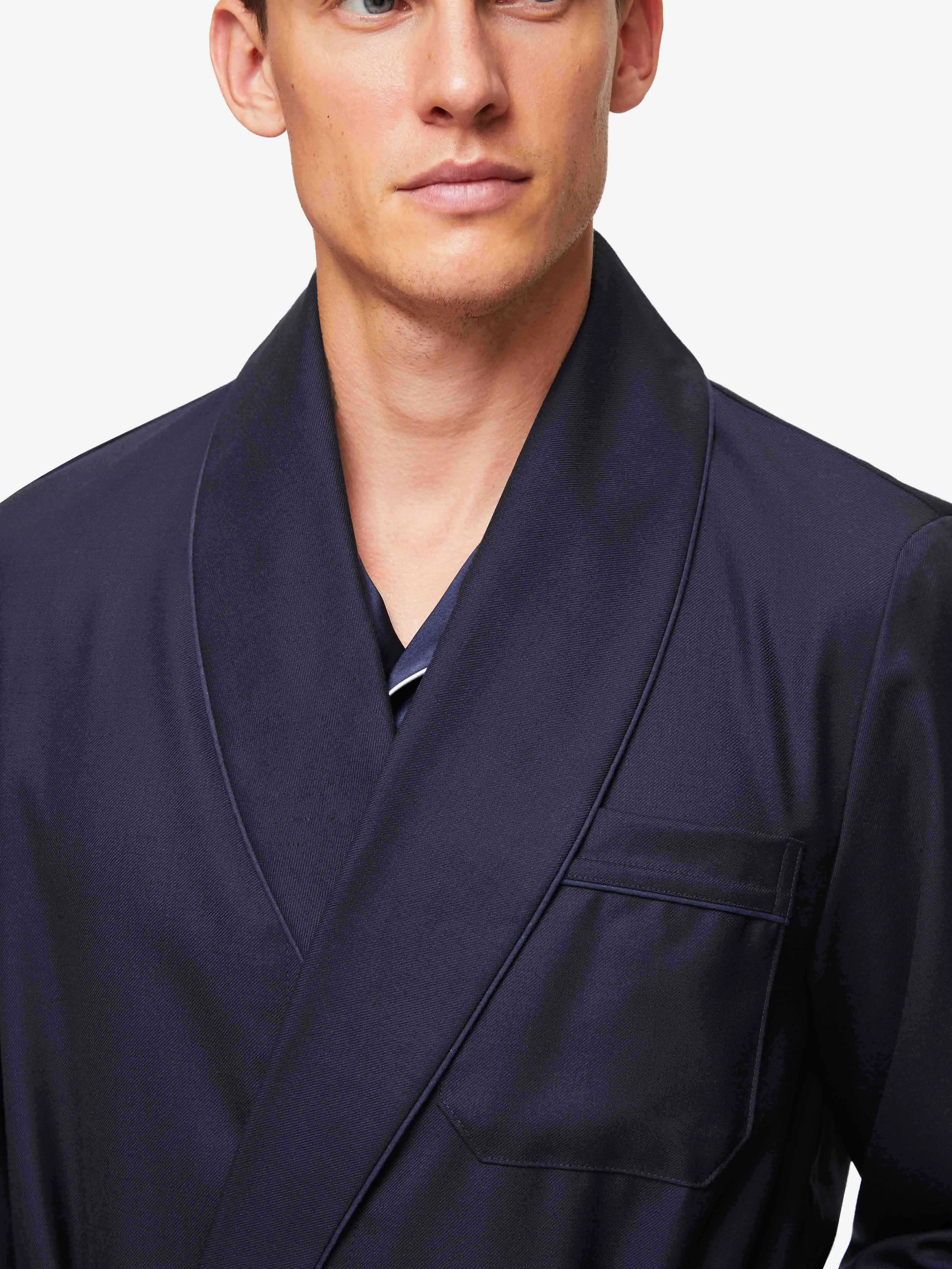 Men's Robe Westminster 2 Wool Navy sold by Derek Rose product image thumbnail 5