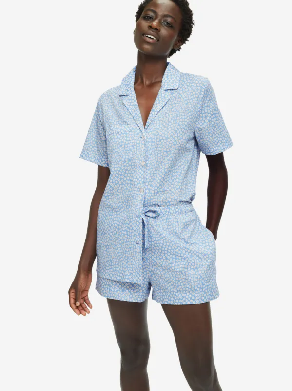 Women's Short Pyjamas Nelson 88 Cotton Batiste Blue sold by Derek Rose