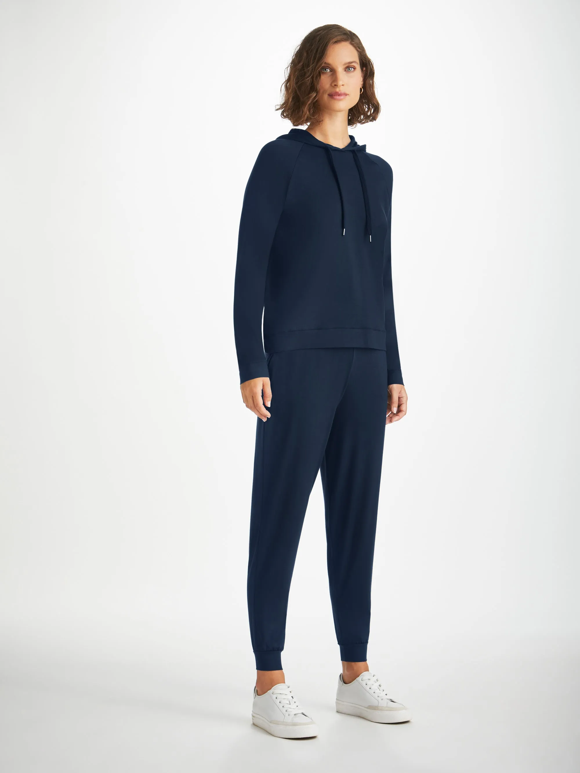 Women's Pullover Hoodie Basel Micro Modal Stretch Navy sold by Derek Rose product image thumbnail 3