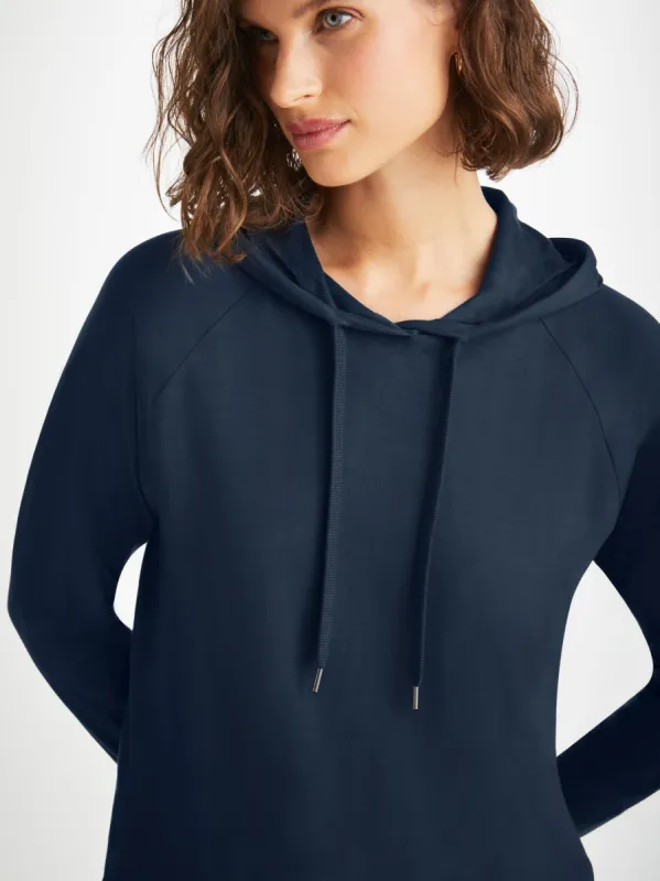 Women's Pullover Hoodie Basel Micro Modal Stretch Navy sold by Derek Rose