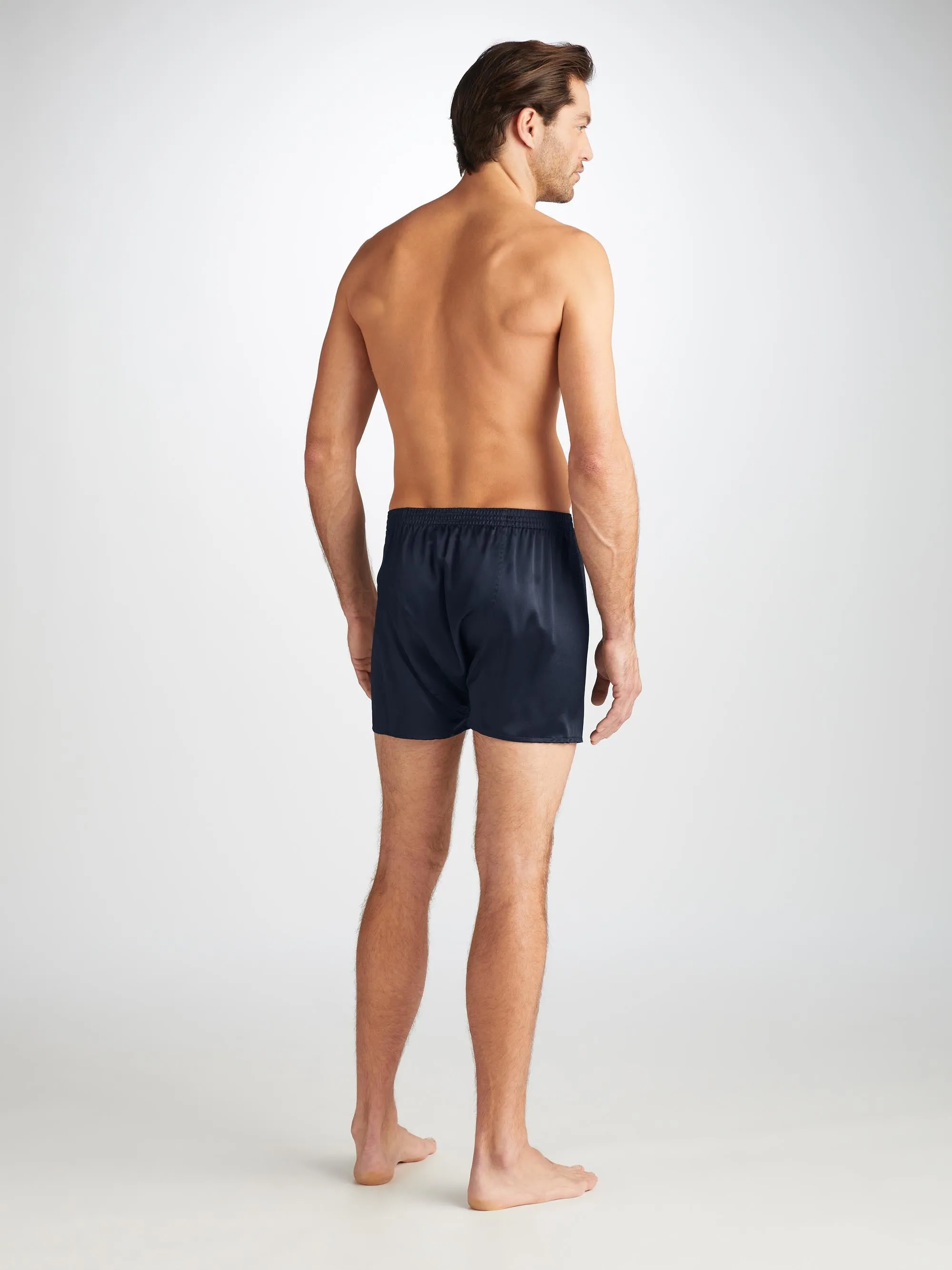 Men's Classic Fit Boxers Bailey Silk Satin Navy sold by Derek Rose product image thumbnail 4