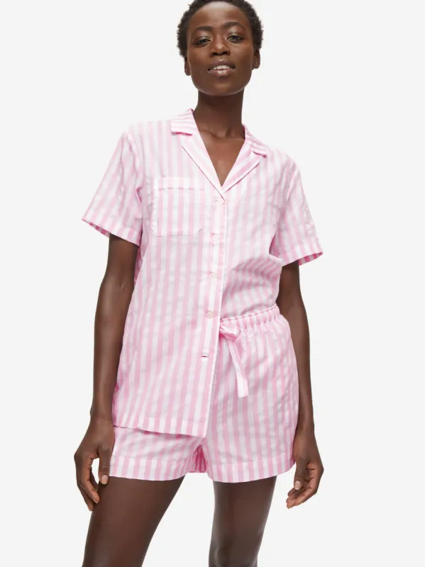 Women's Short Pyjamas Capri 20 Cotton Pink sold by Derek Rose