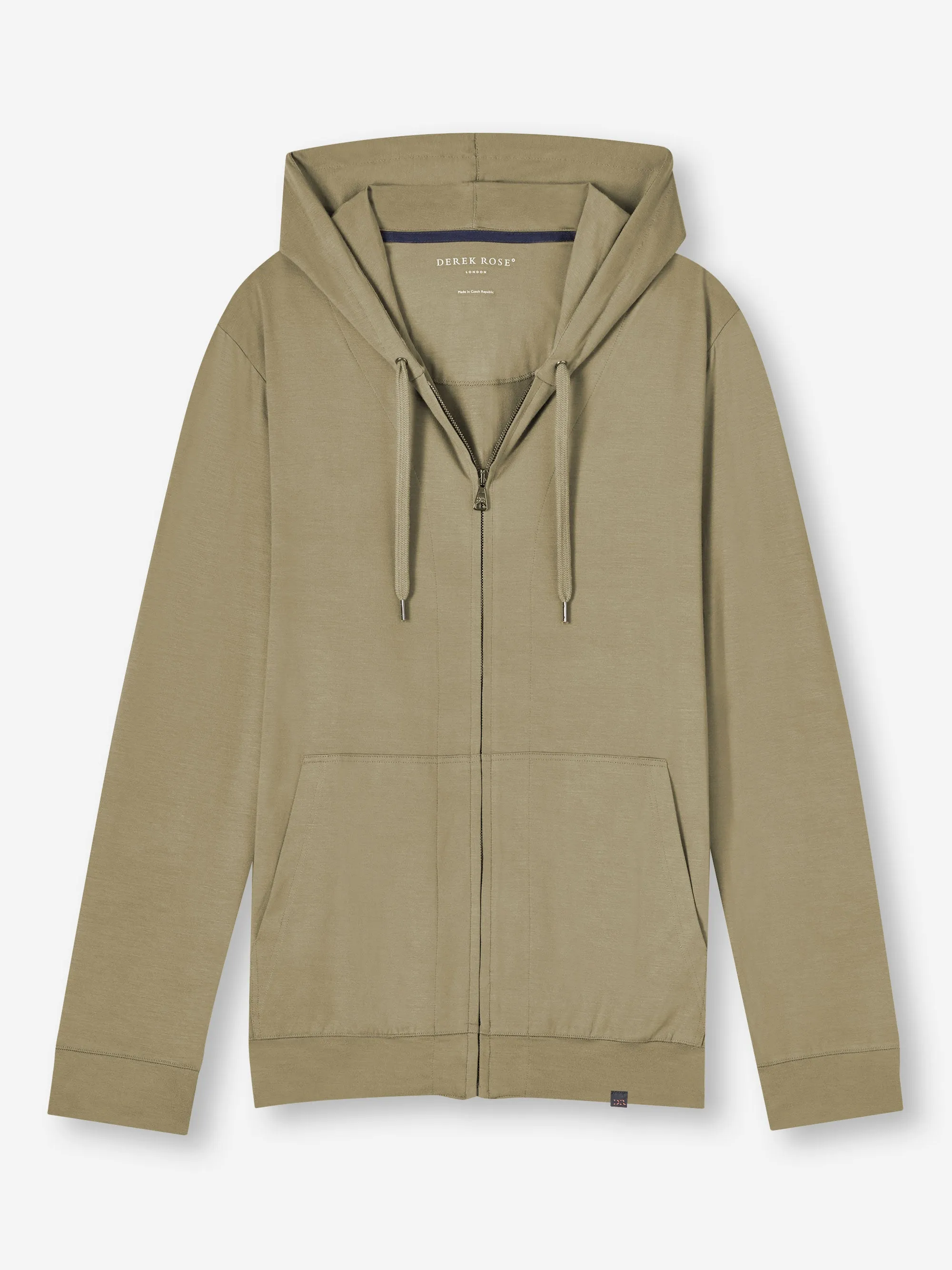 Men's Hoodie Basel Micro Modal Stretch Khaki sold by Derek Rose product image thumbnail 2