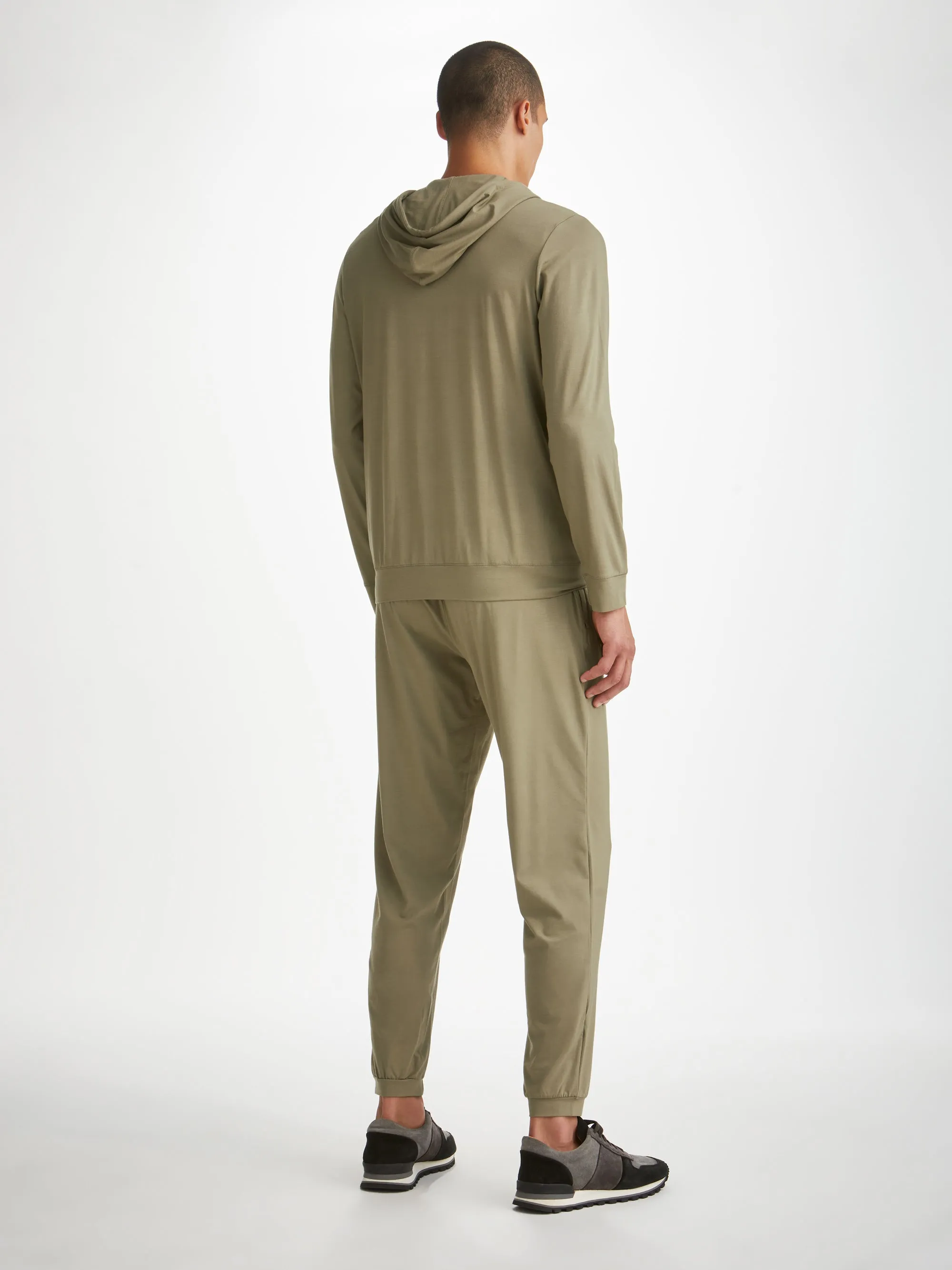 Men's Hoodie Basel Micro Modal Stretch Khaki sold by Derek Rose product image thumbnail 4