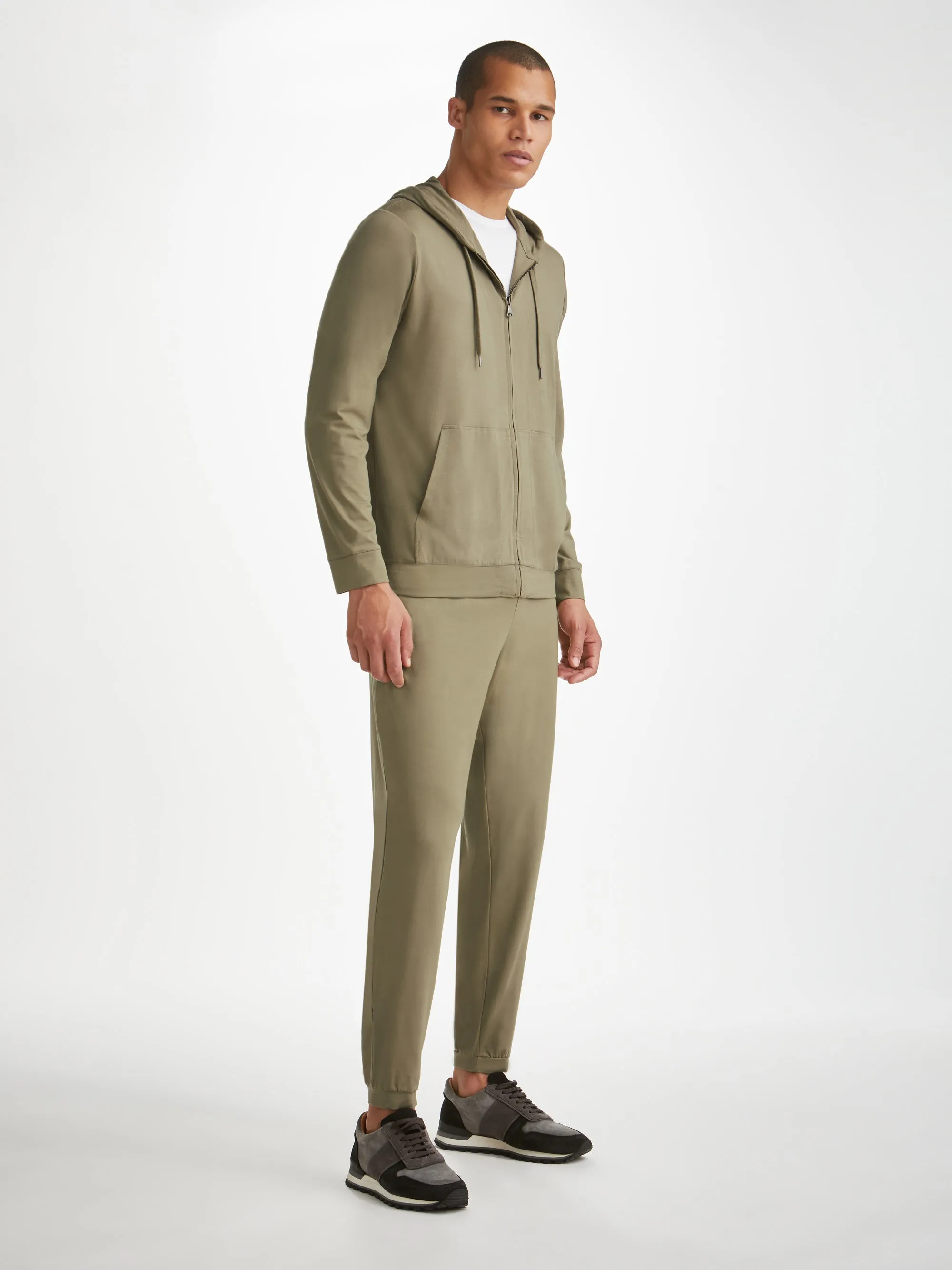 Men's Hoodie Basel Micro Modal Stretch Khaki sold by Derek Rose product image thumbnail 3