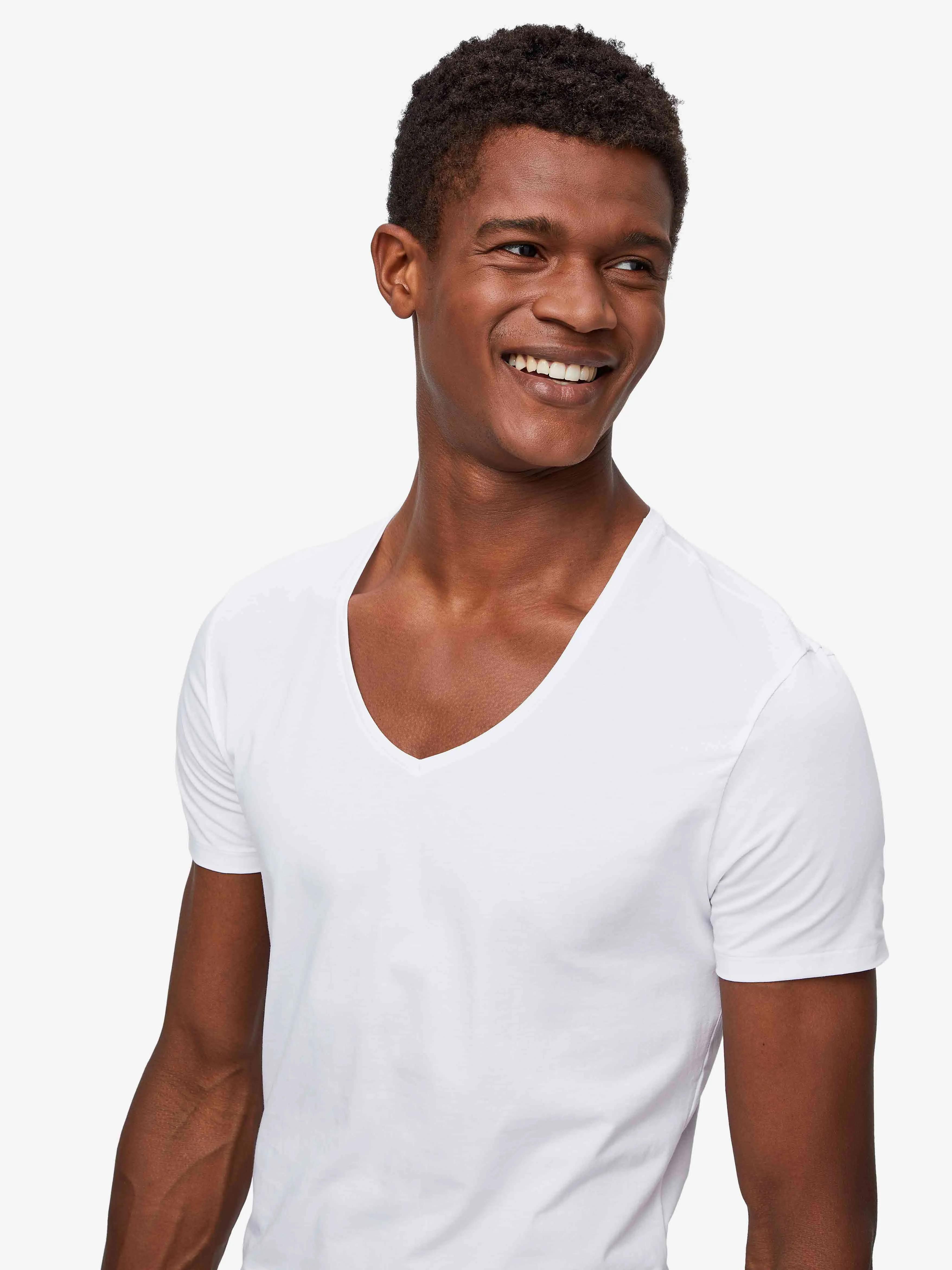 Men's Underwear V-Neck T-Shirt Jack Pima Cotton Stretch White sold by Derek Rose