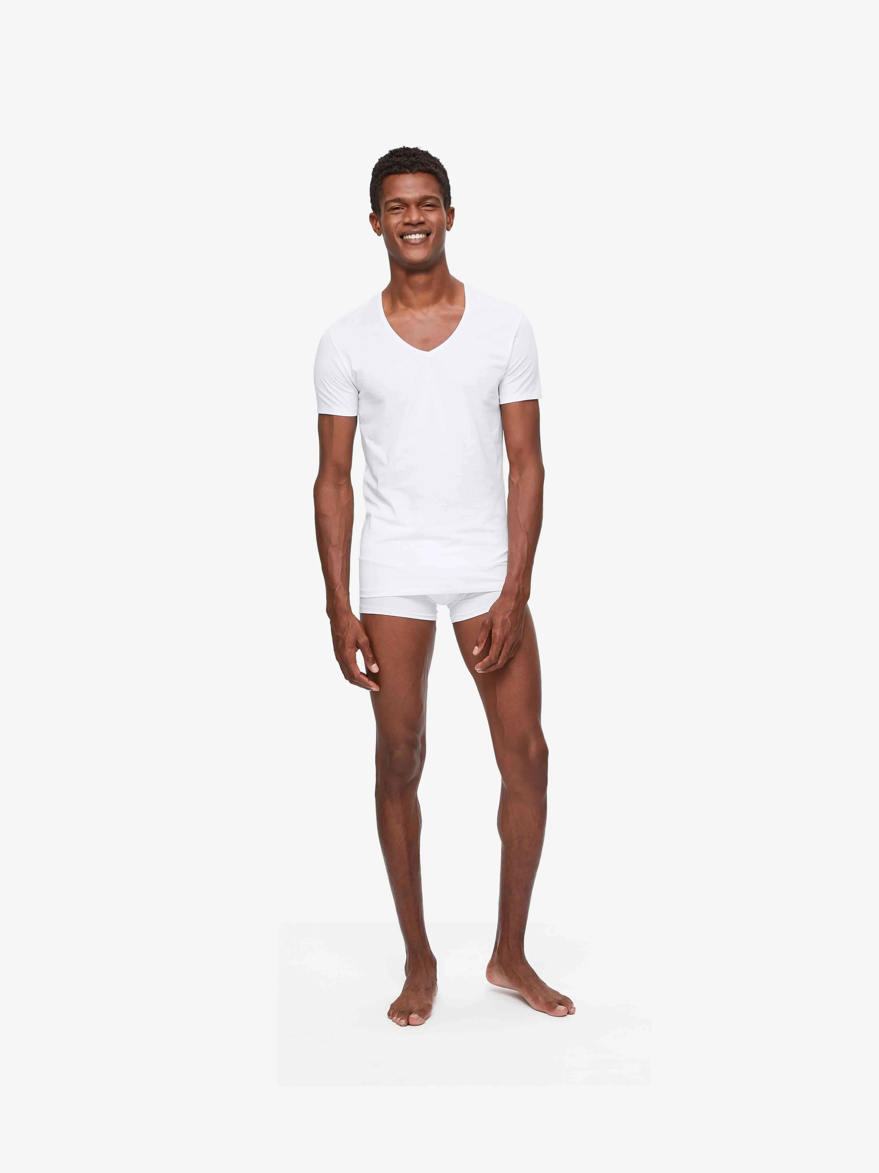 Men's Underwear V-Neck T-Shirt Jack Pima Cotton Stretch White sold by Derek Rose product image thumbnail 3