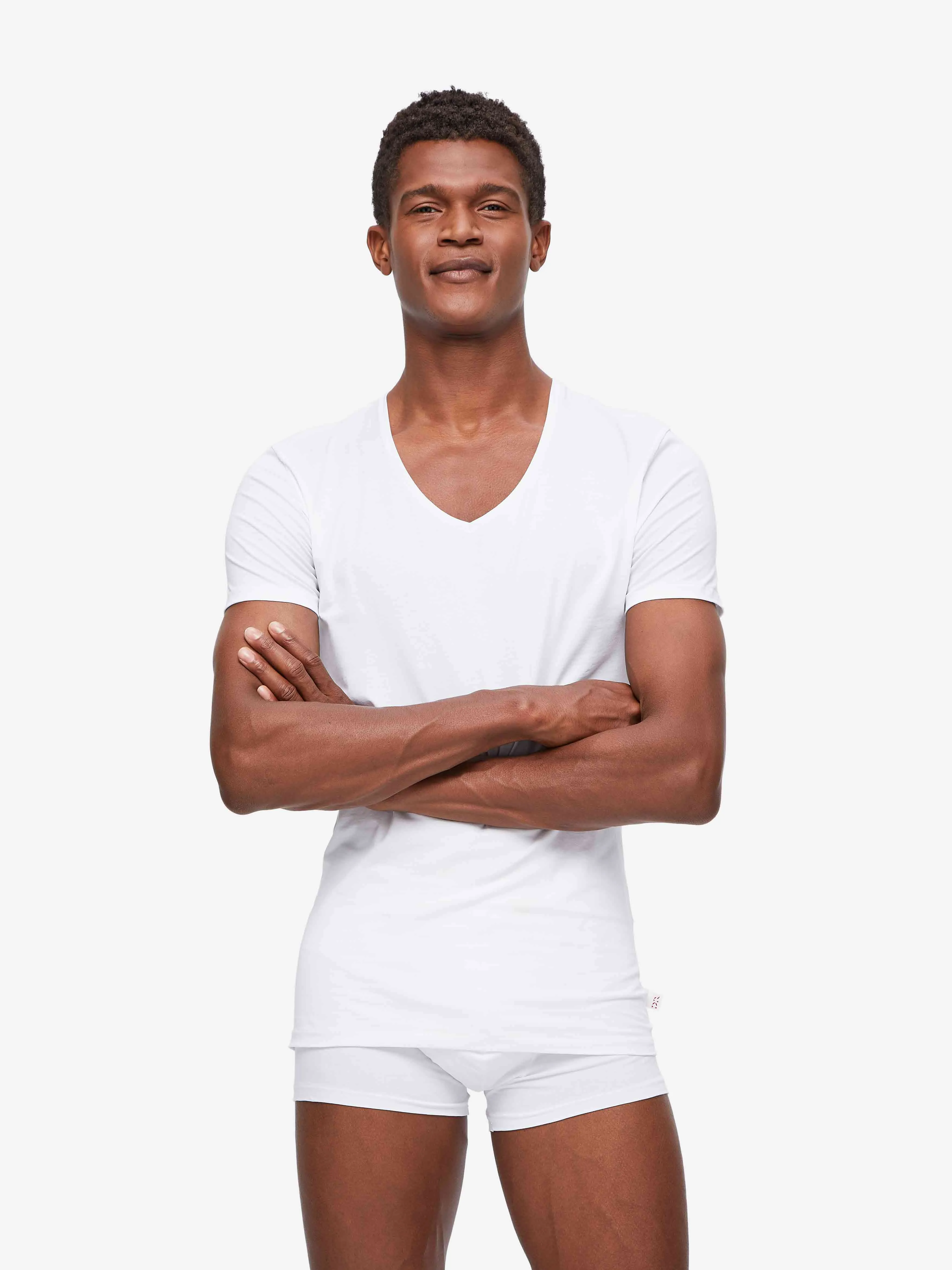 Men's Underwear V-Neck T-Shirt Jack Pima Cotton Stretch White sold by Derek Rose product image thumbnail 5
