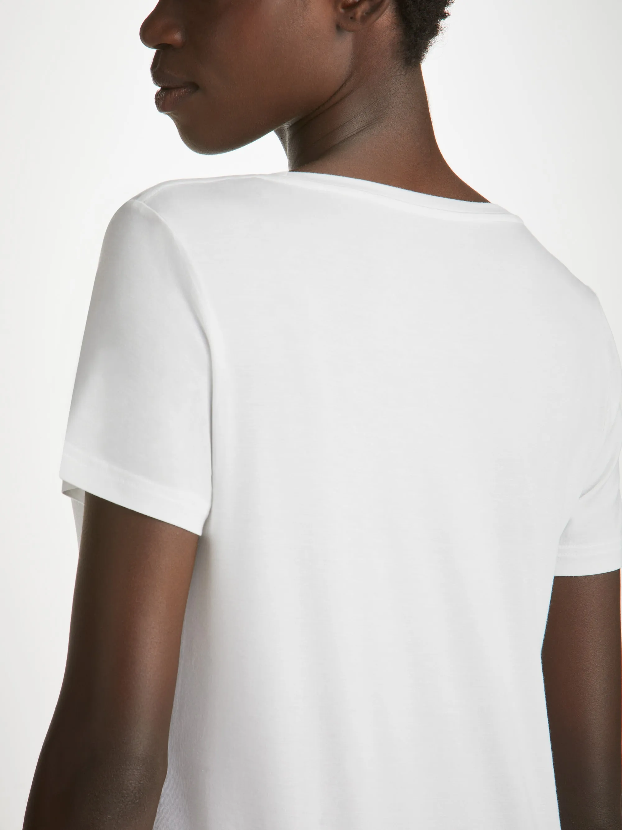 Women's V-Neck T-Shirt Lara Micro Modal Stretch White sold by Derek Rose product image thumbnail 5