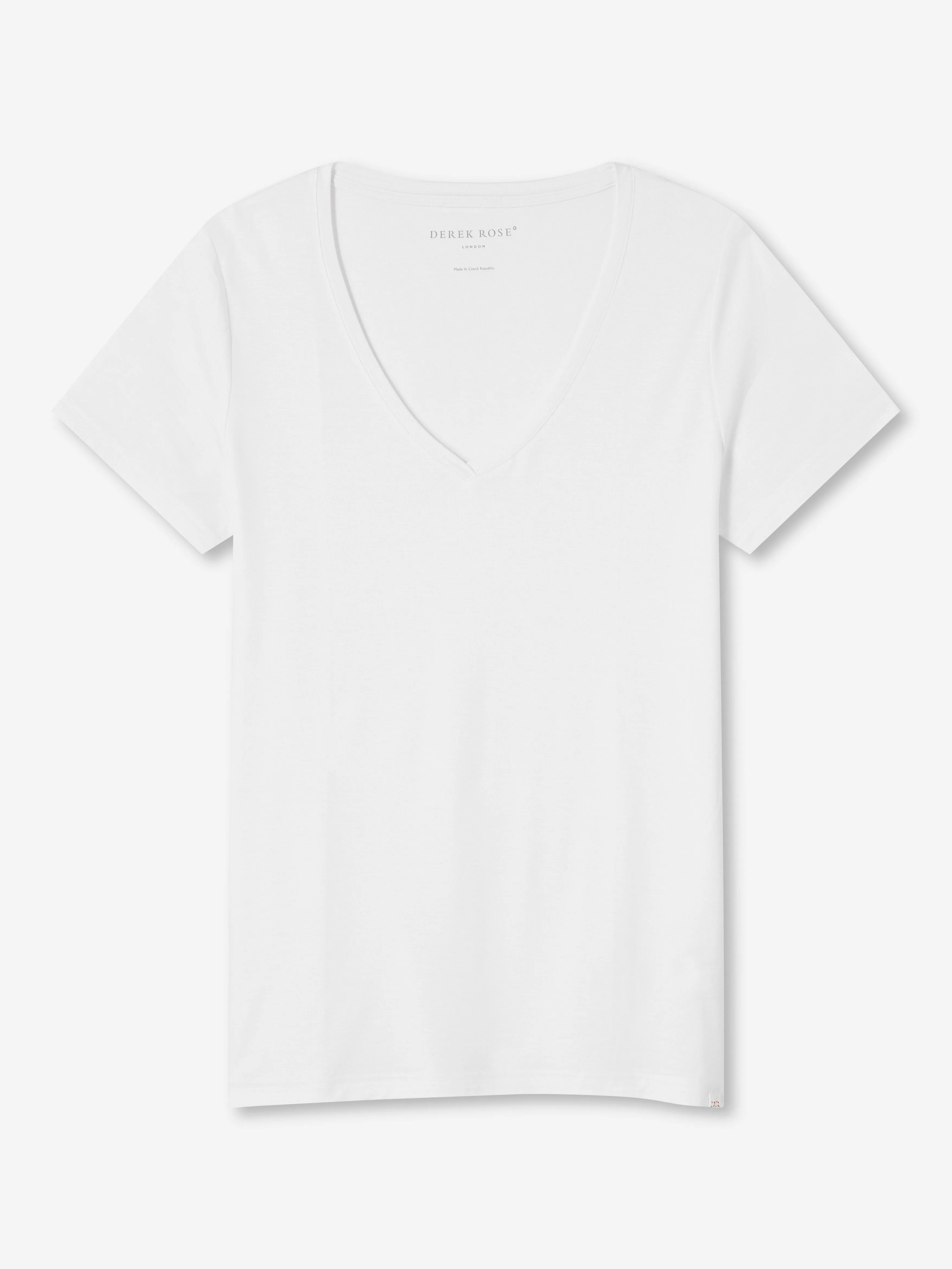 Women's V-Neck T-Shirt Lara Micro Modal Stretch White sold by Derek Rose product image thumbnail 2