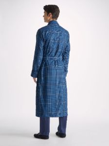 Men's Dressing Gown York 43 Wool Blue sold by Derek Rose