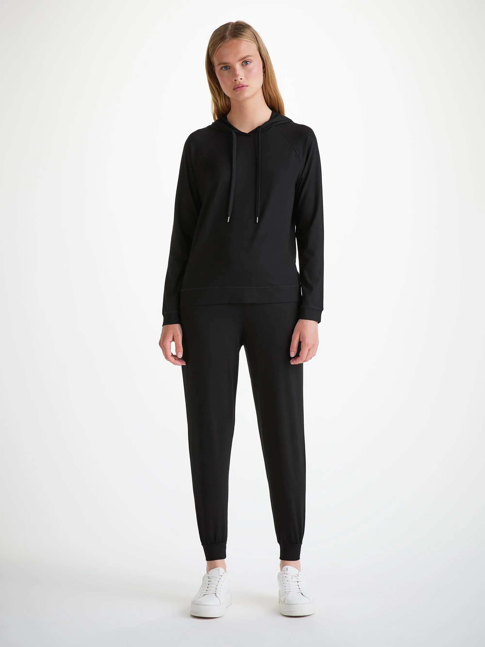 Women's Pullover Hoodie Basel Micro Modal Stretch Black sold by Derek Rose product image thumbnail 3